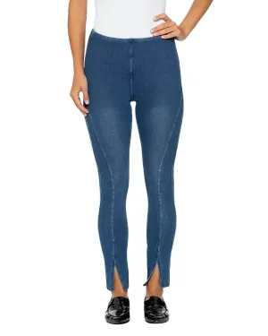 Denim Front-Slit Leggings In Indigo Activewear Womens - fitness leggings online