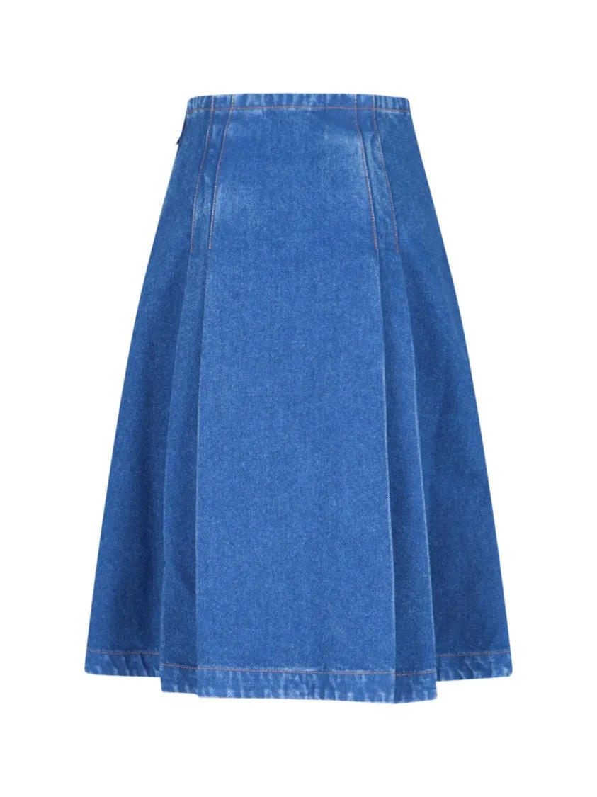 Denim Midi Skirt  Blue
