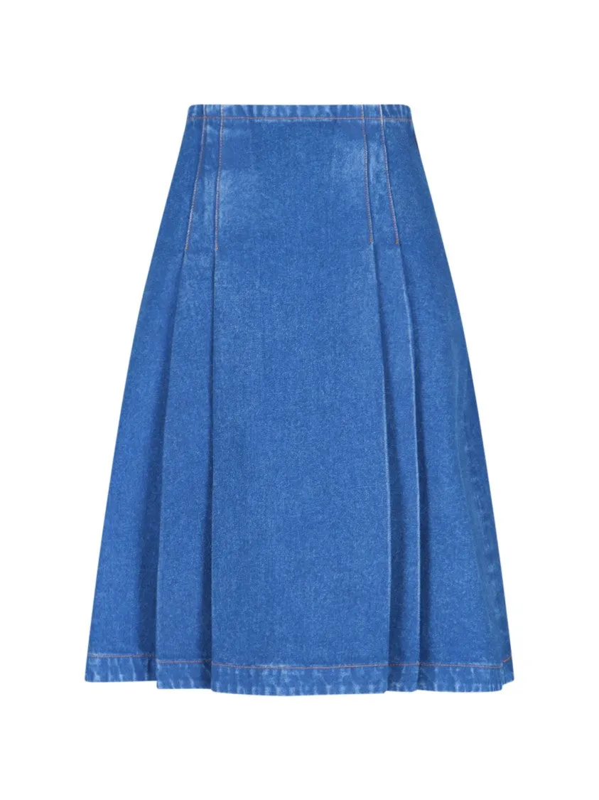 Denim Midi Skirt  Blue