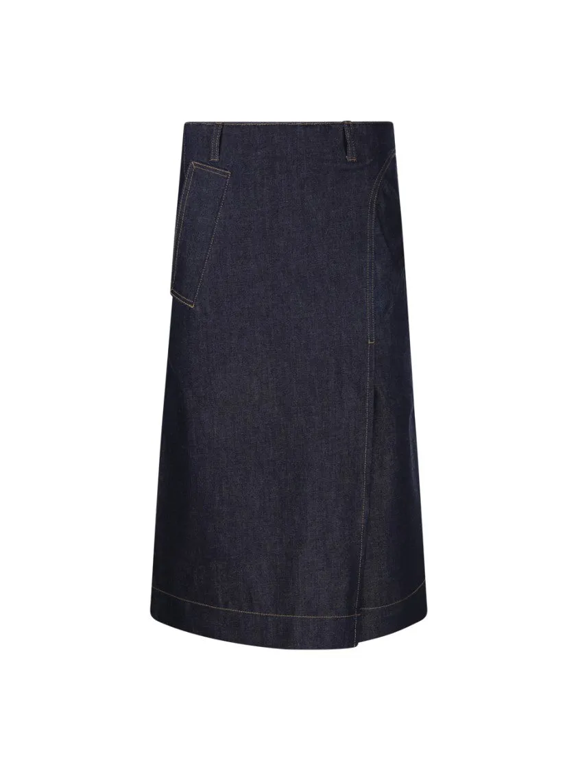 Denim Wrap Detail Skirt