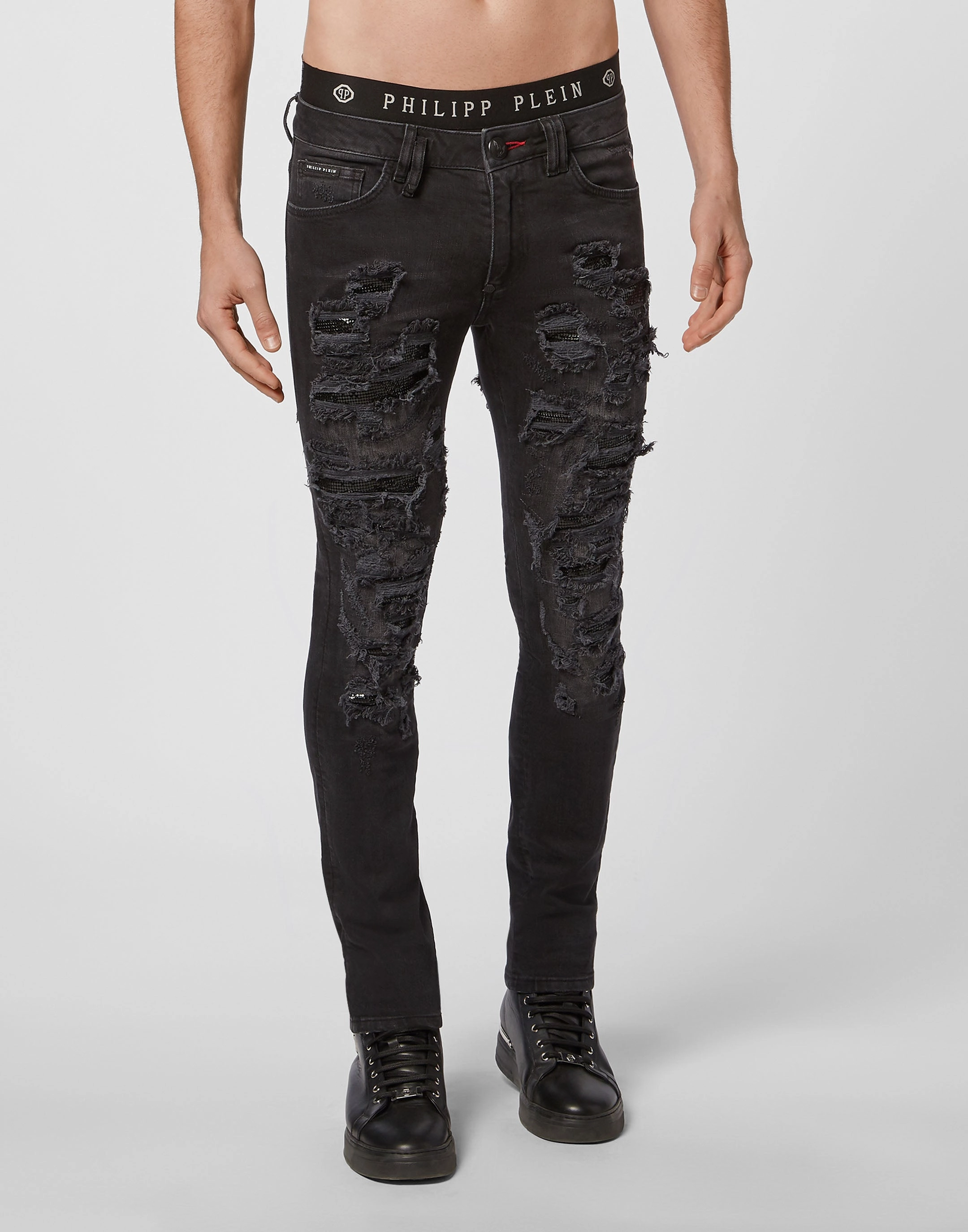 Denim Slim Fit with Metal mesh
