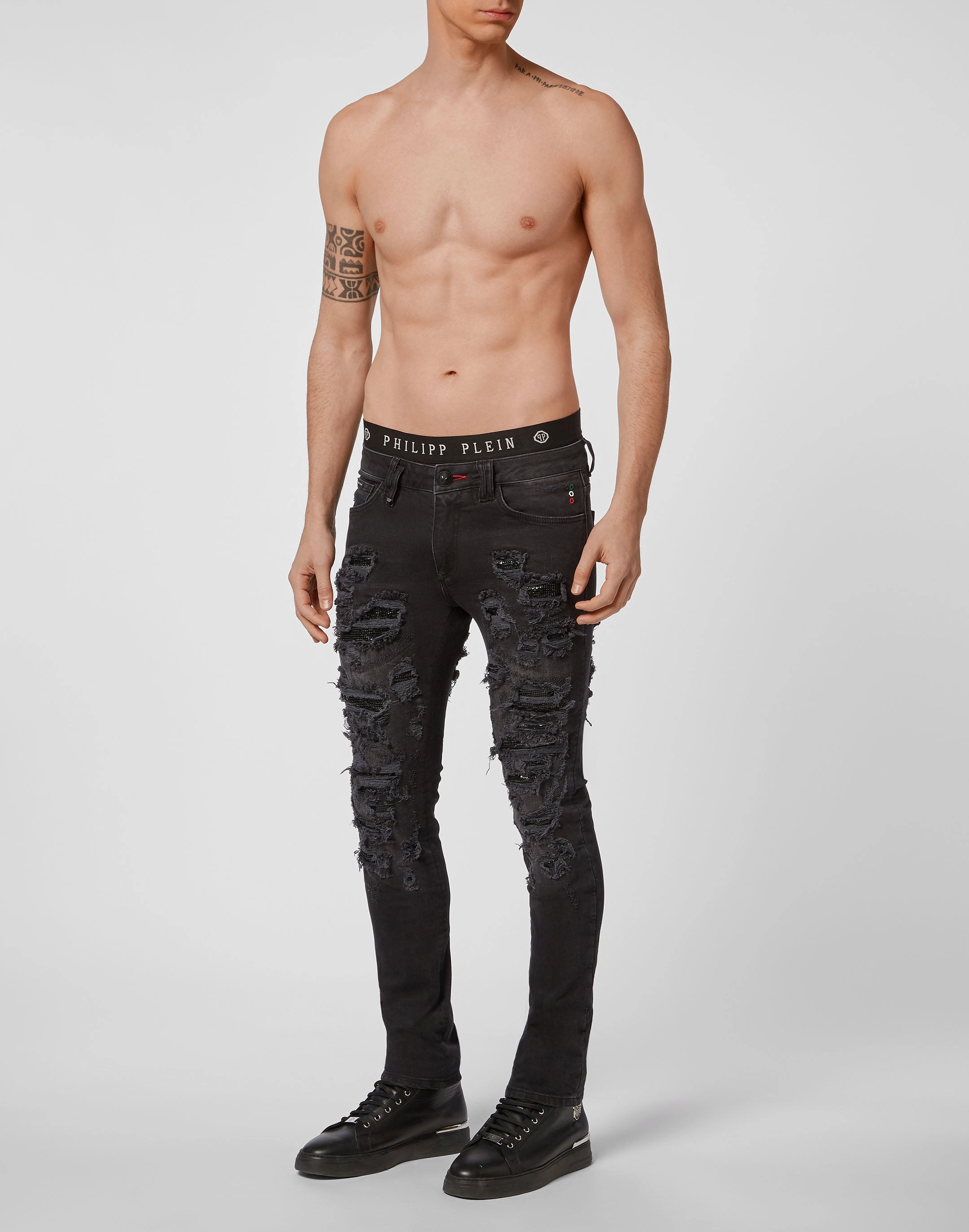 Denim Slim Fit with Metal mesh