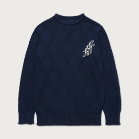 Diamond Knit Sweater In Navy knit sweaters cheap