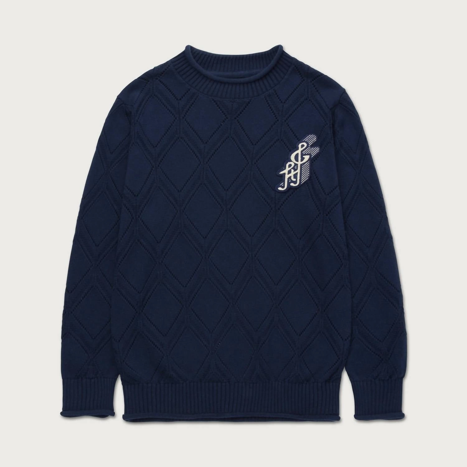Diamond Knit Sweater In Navy knit sweaters cheap
