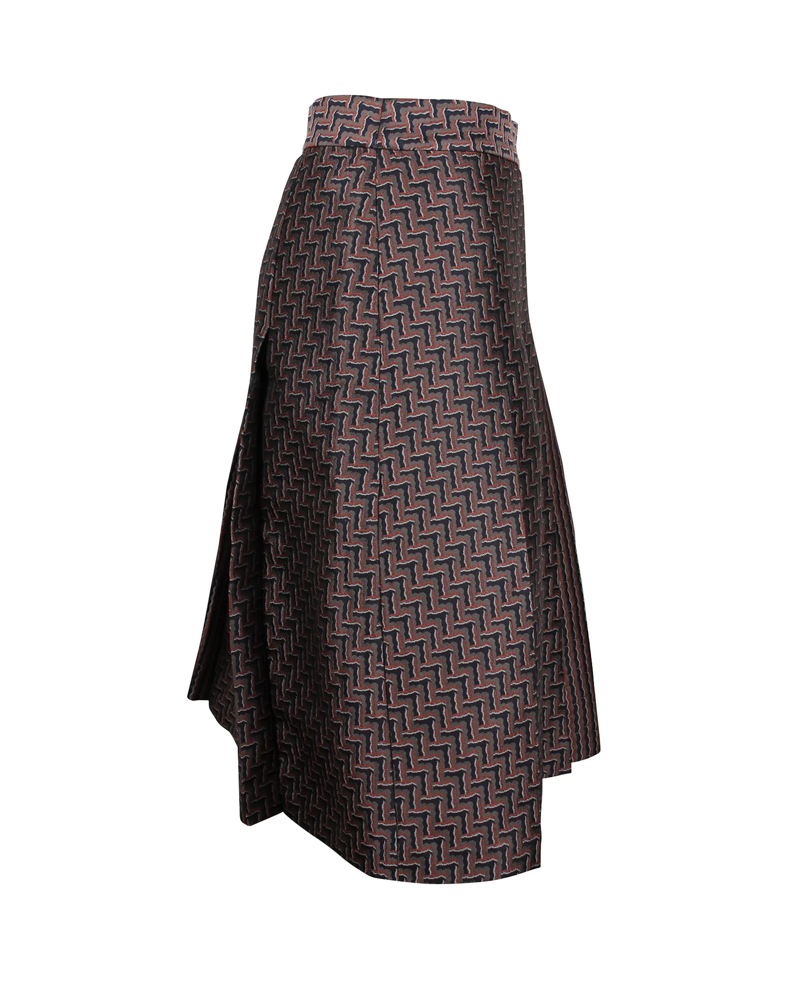 Diane Von Furstenberg Asymmetric Pleated Skirt in Brown Polyester