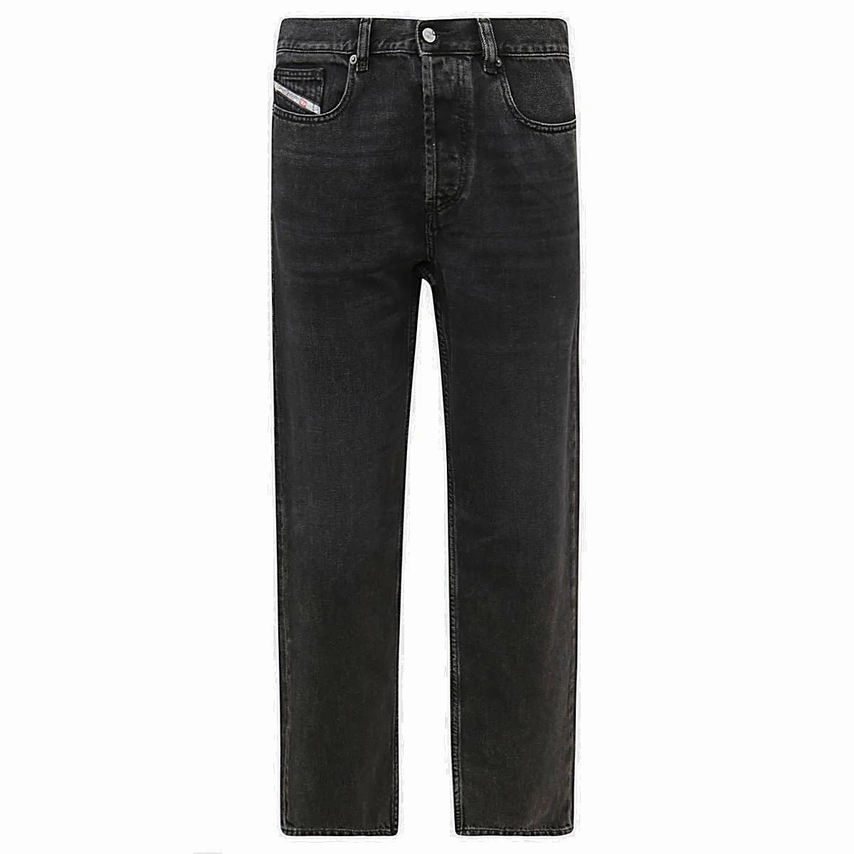 Diesel D-Macs Logo Patch Straight Leg Black Denim Jeans