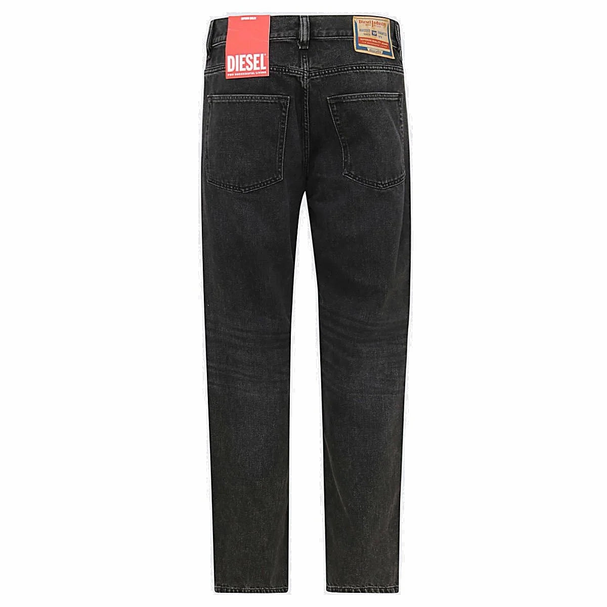 Diesel D-Macs Logo Patch Straight Leg Black Denim Jeans