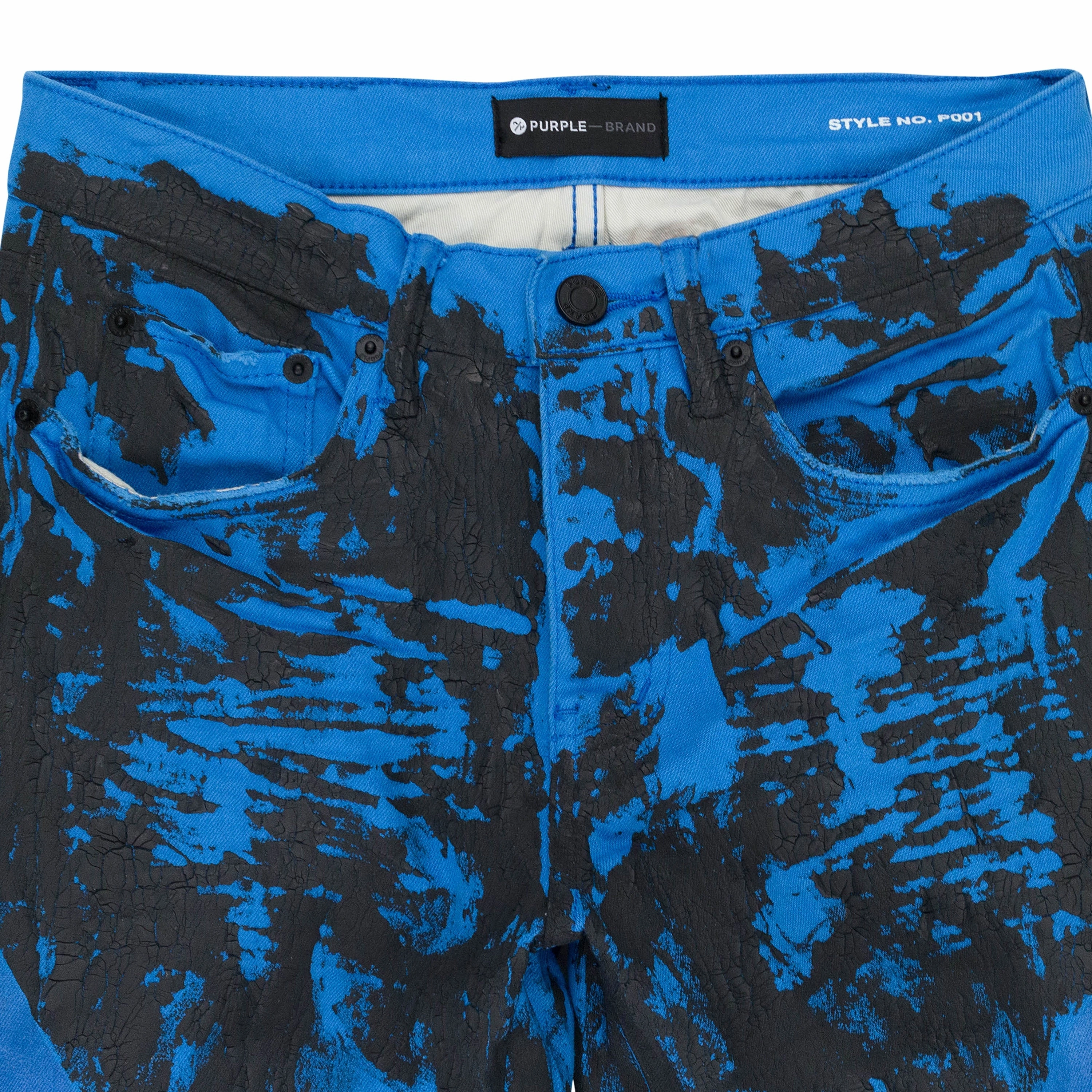 DIRECTOIRE CRACKLE PAINT WITH FOIL Blue SKINNY JEANS