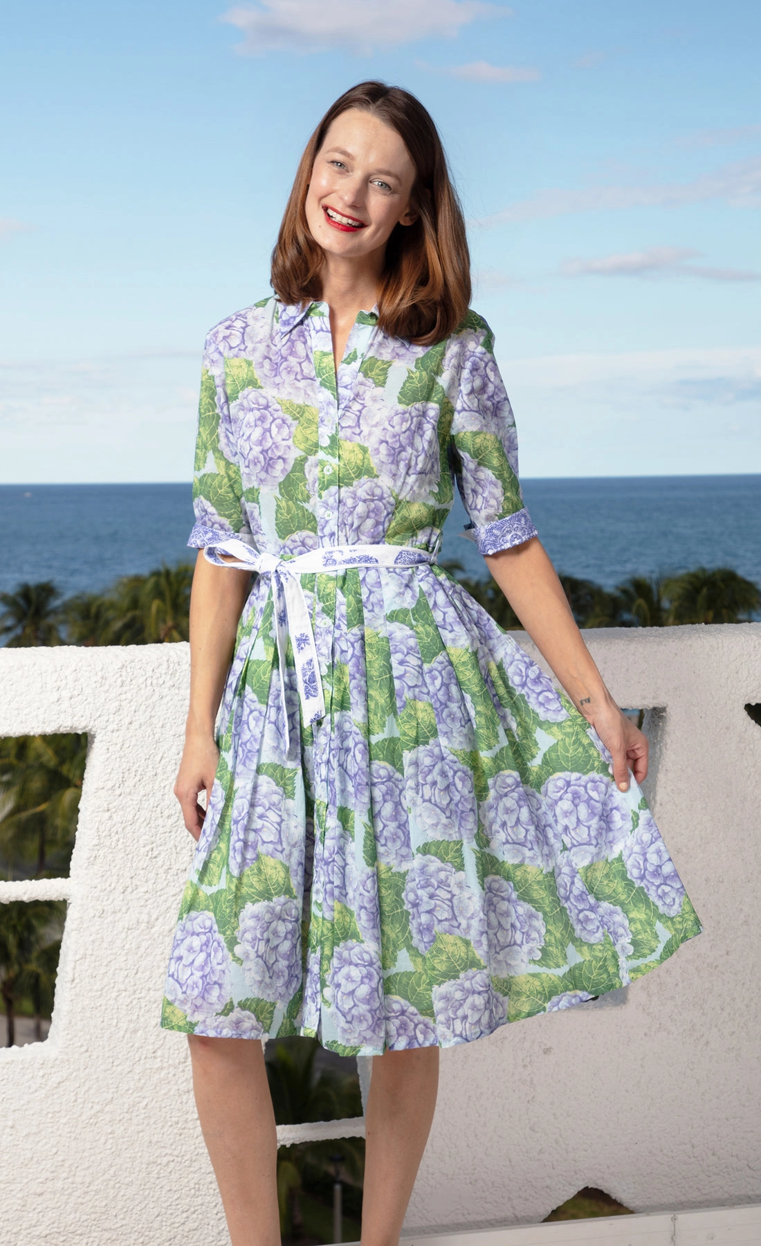 Dizzy Lizzie Mrs Maisel Dress - Purple Green Hydrangea