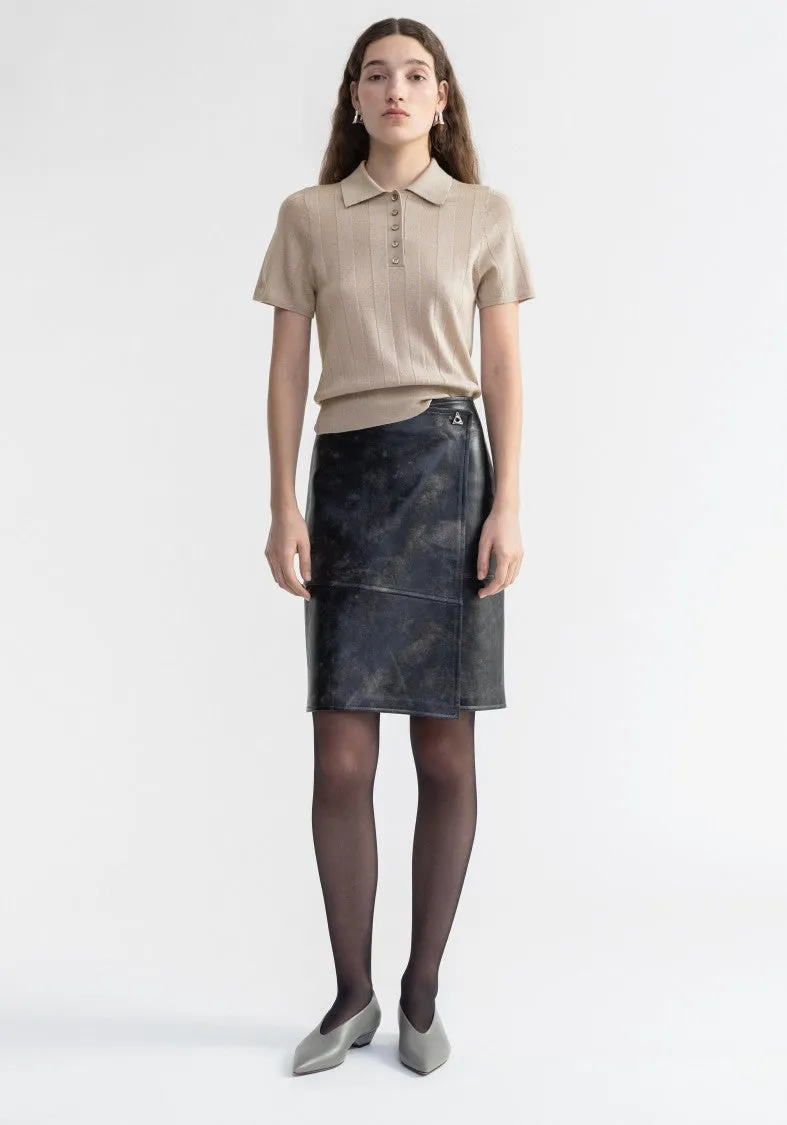 Doja - Vintage Leather Wrap Midi Skirt