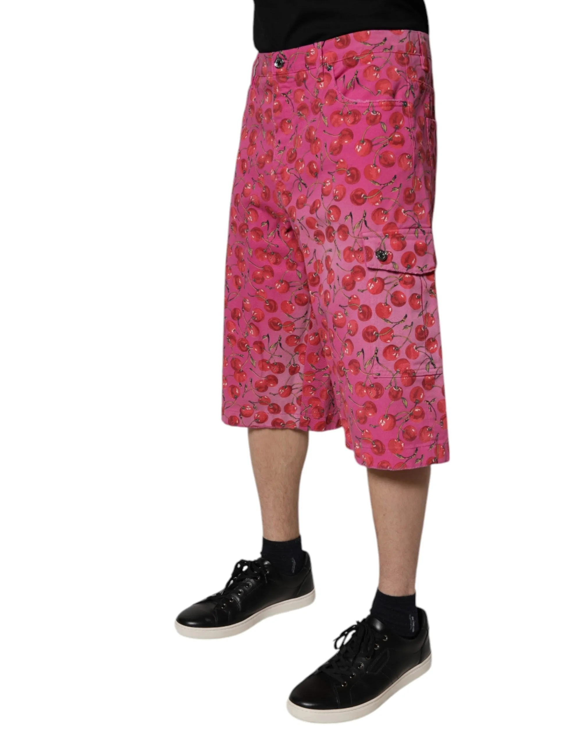 Dolce & Gabbana Cherry Print Cargo Cotton Men's Shorts (Pre-Owned)