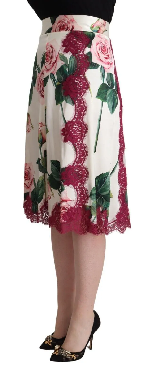 Dolce & Gabbana Elegant Floral A-Line Midi Women's Skirt
