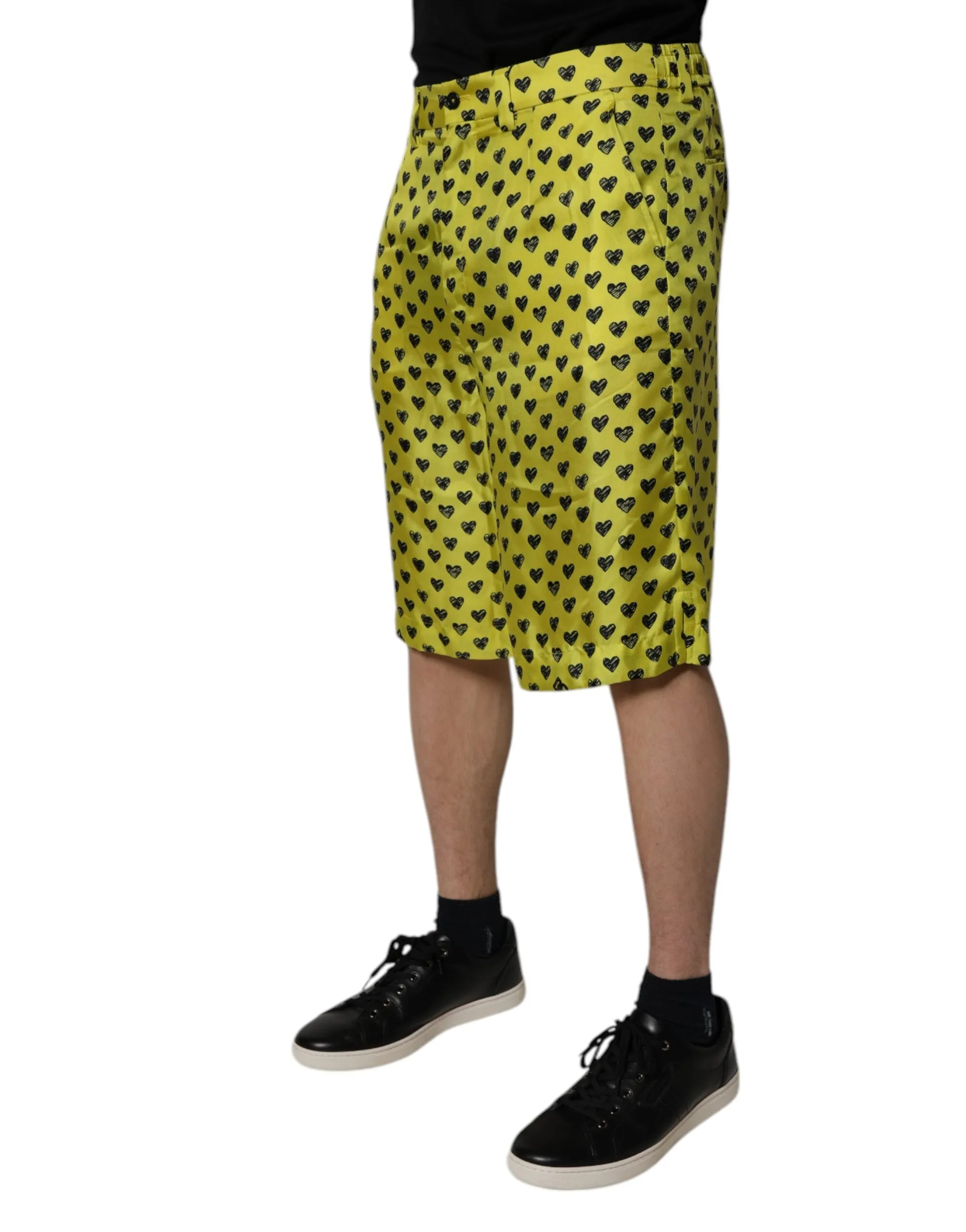 Dolce & Gabbana Silk Heart Print Bermuda Men's Shorts (Pre-Owned)