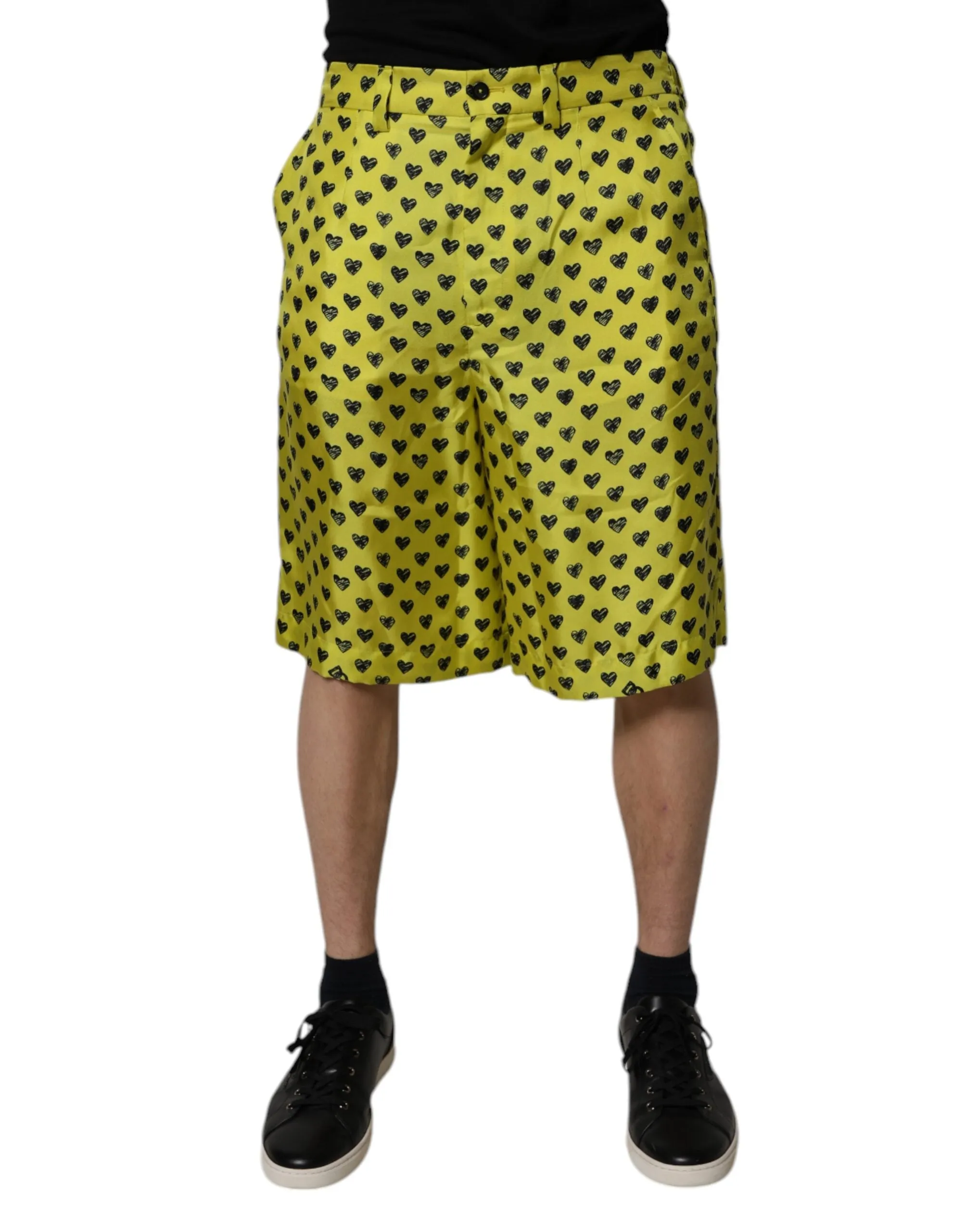 Dolce & Gabbana Silk Heart Print Bermuda Men's Shorts (Pre-Owned)