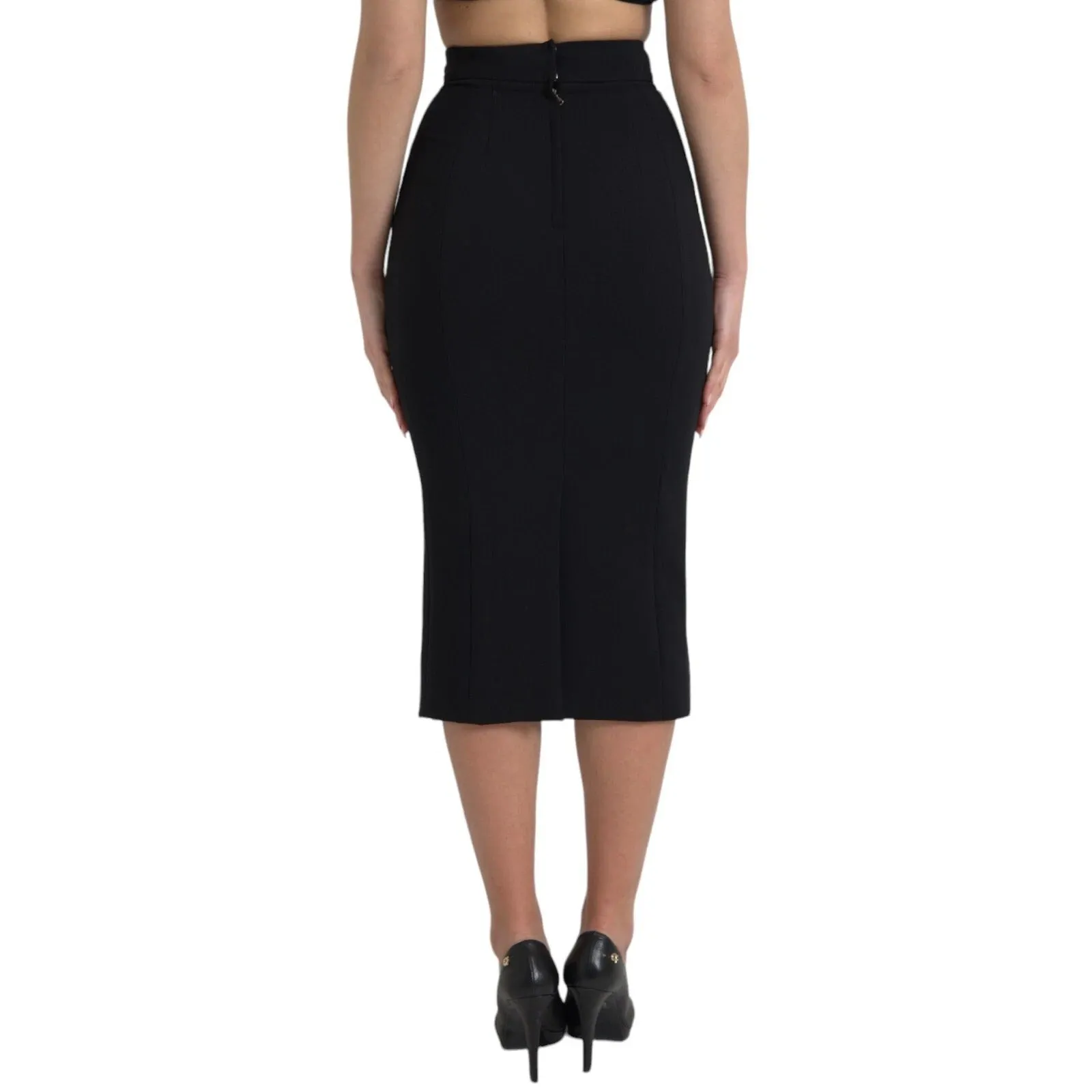 Dolce & Gabbana Wool High Waist Pencil Cut Midi Women's Skirt (Pre-Owned)