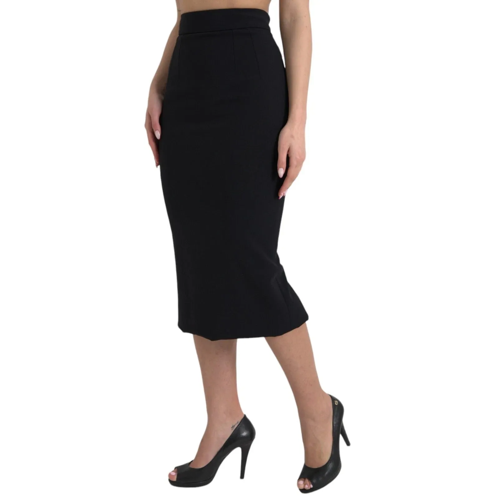 Dolce & Gabbana Wool High Waist Pencil Cut Midi Women's Skirt (Pre-Owned)