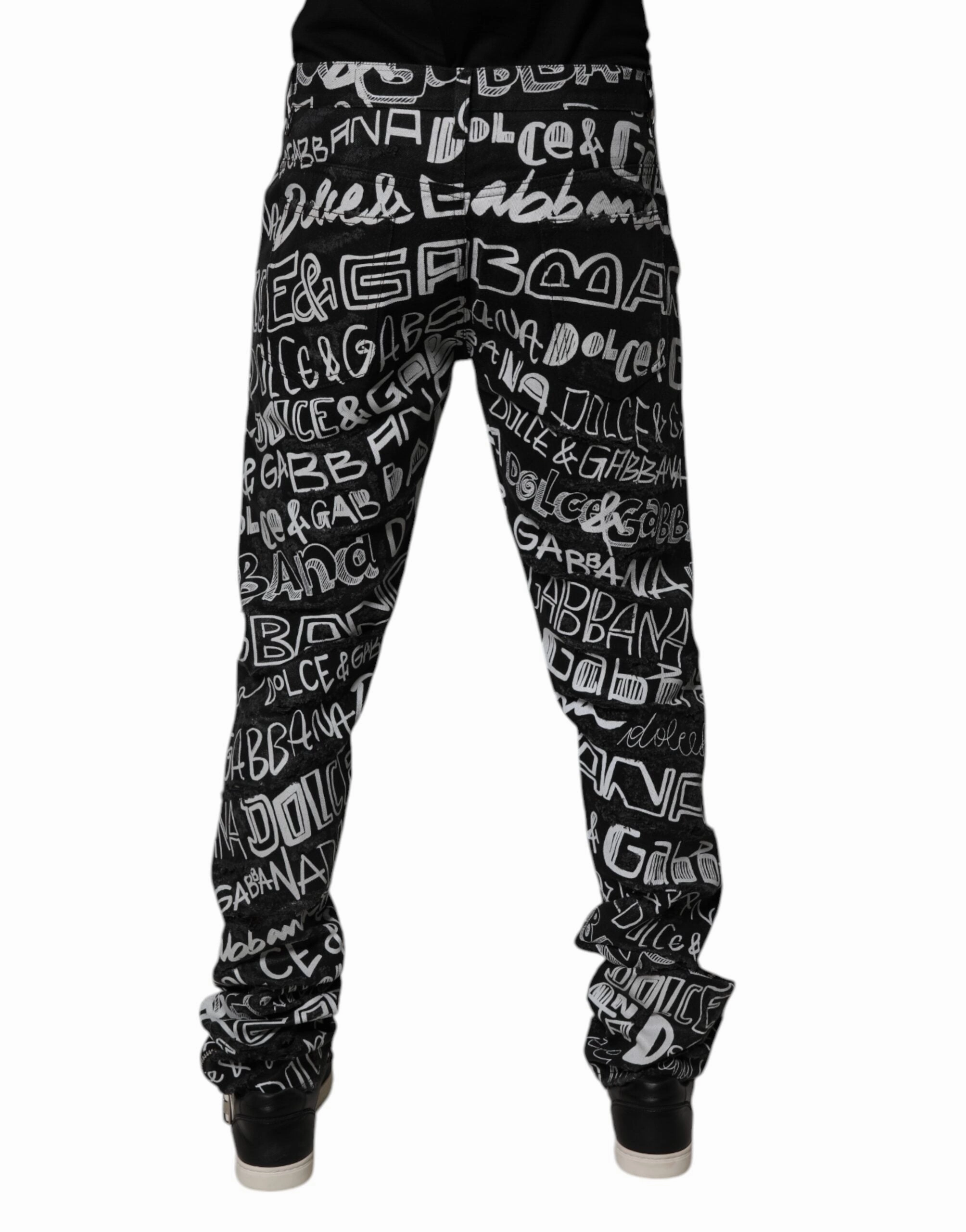 Dolce & Gabbana Cotton Logo Print Straight blue Men's Jeans