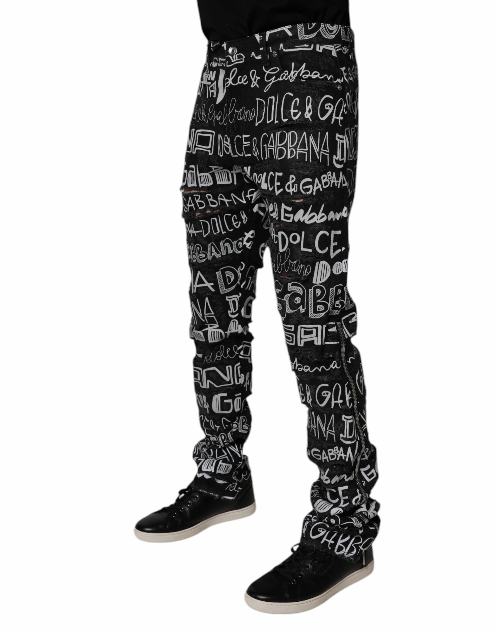 Dolce & Gabbana Cotton Logo Print Straight blue Men's Jeans