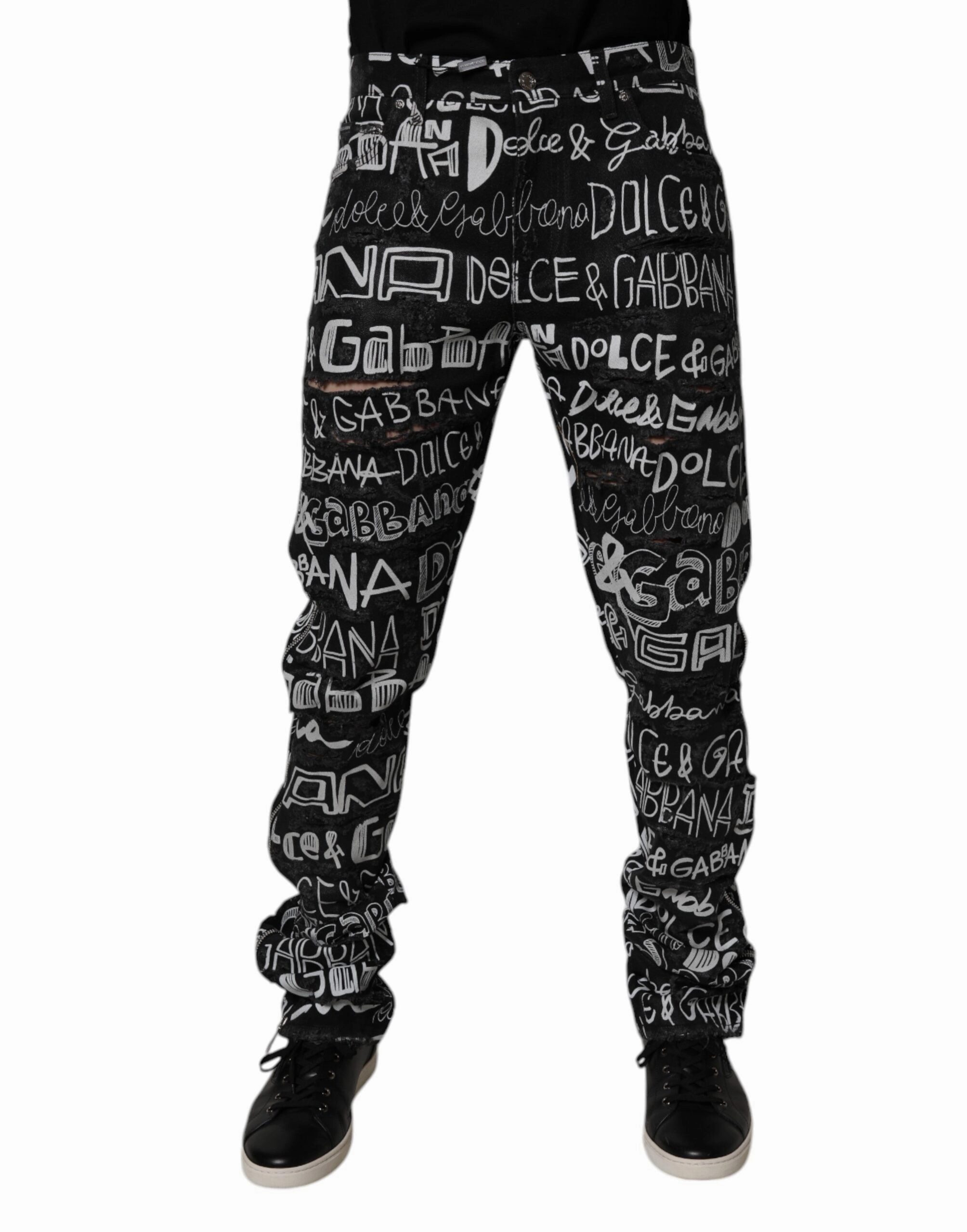 Dolce & Gabbana Cotton Logo Print Straight blue Men's Jeans
