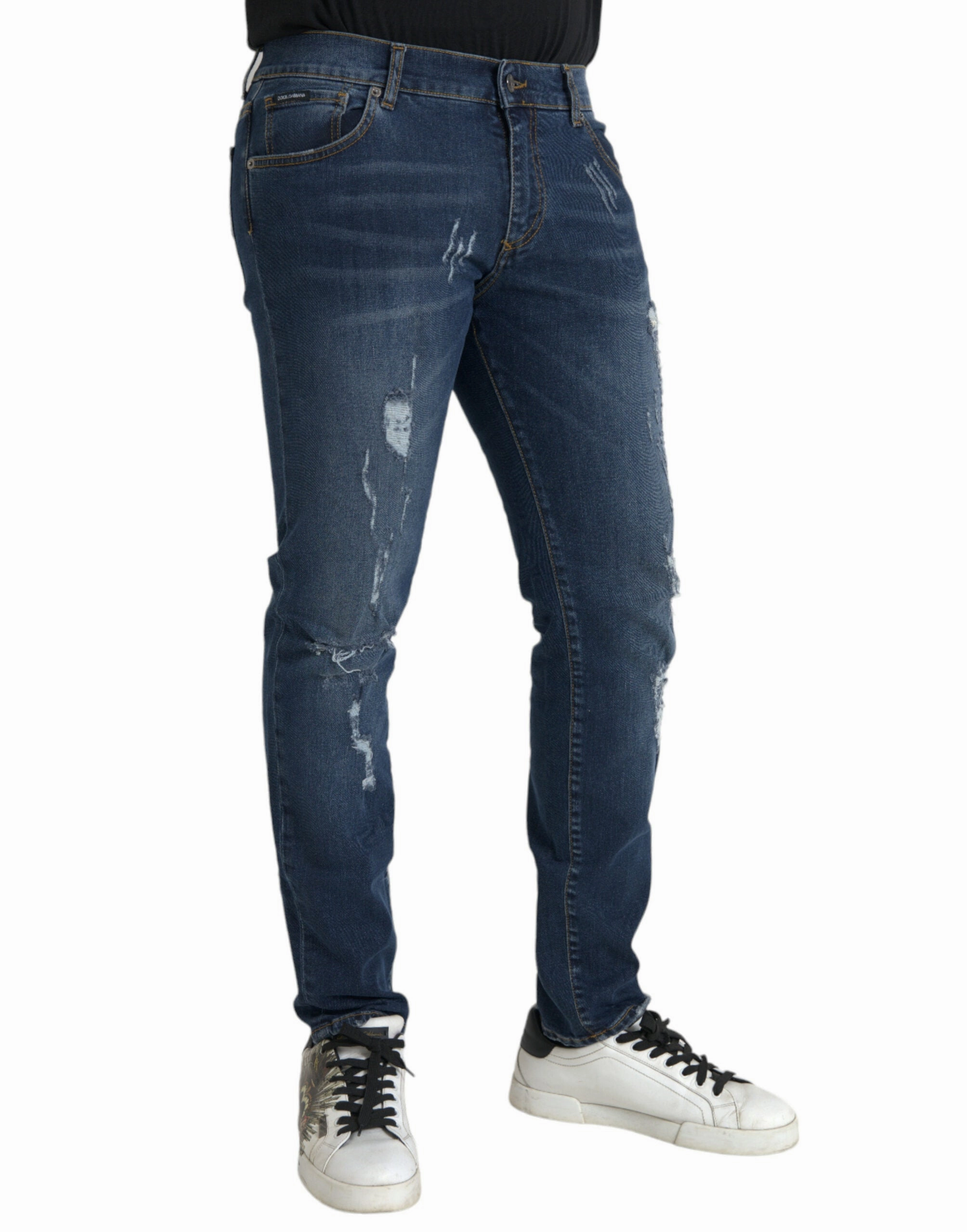 Dolce & Gabbana Distressed Cotton Skinny Men's Jeans