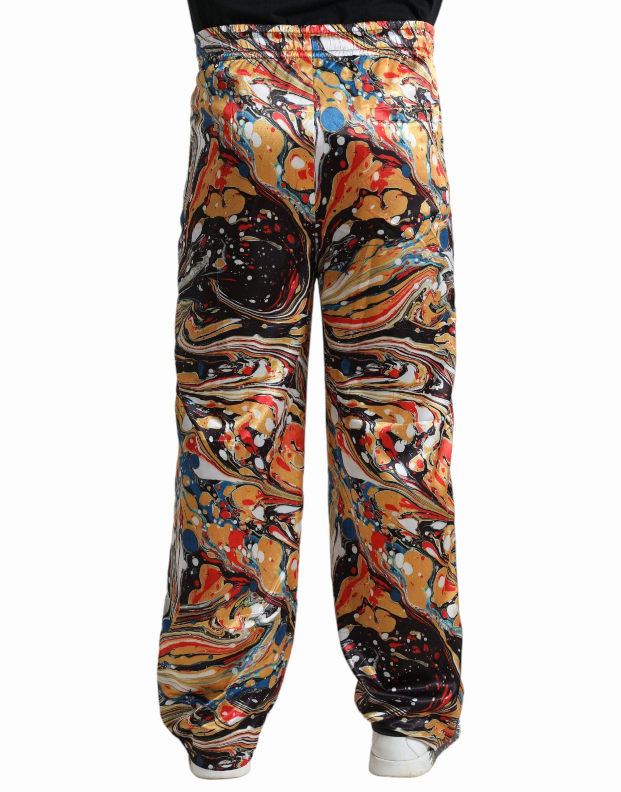 Dolce & Gabbana Elegant Satin Track Pants in Men's Marble