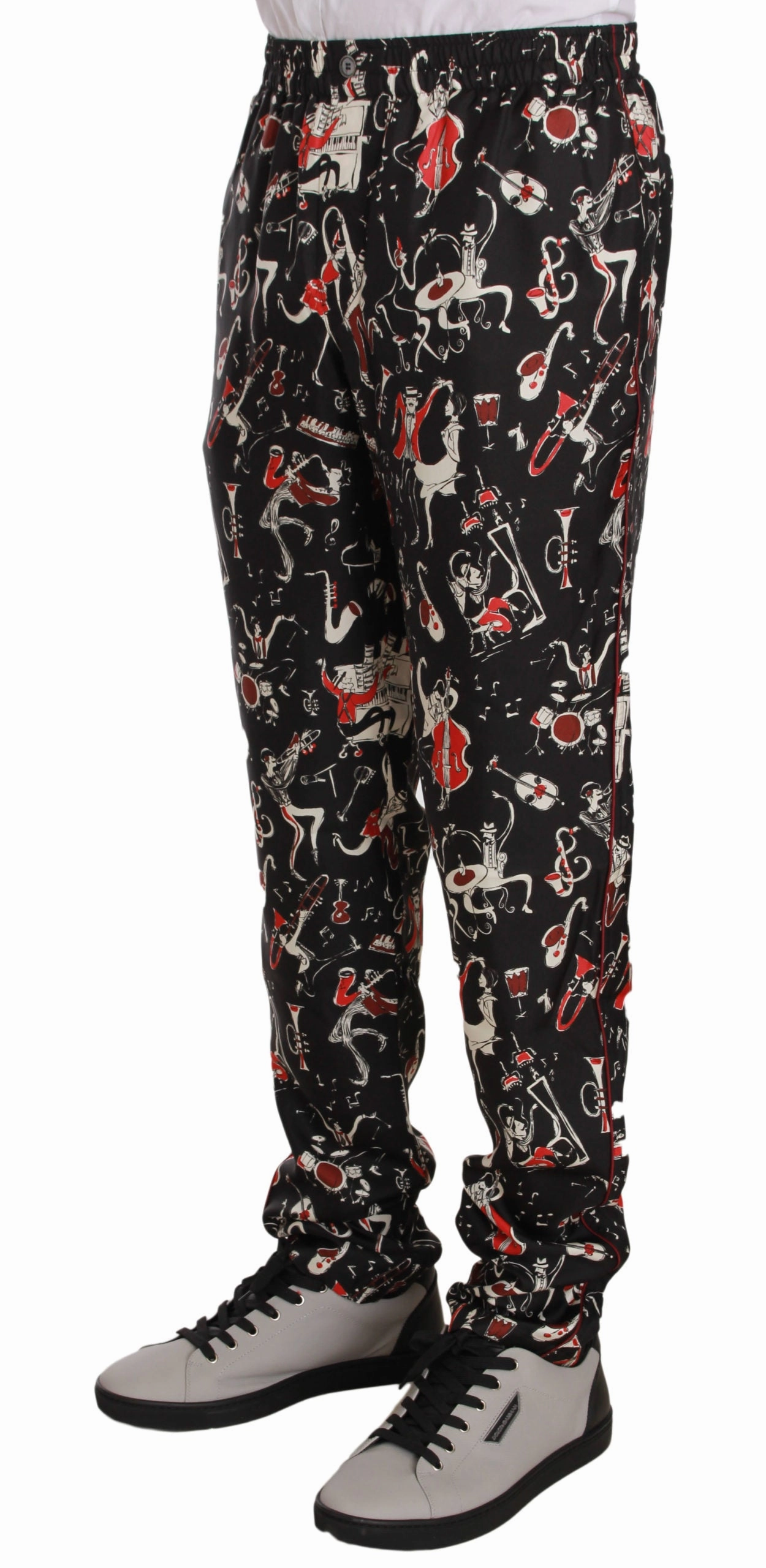 Dolce & Gabbana Elegant Silk Lounge Pants with Men's Print
