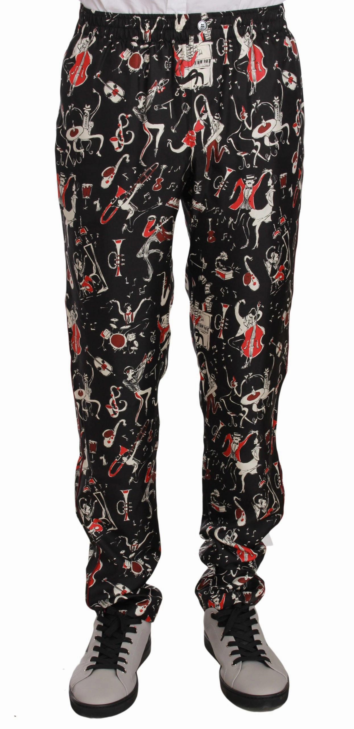 Dolce & Gabbana Elegant Silk Lounge Pants with Men's Print