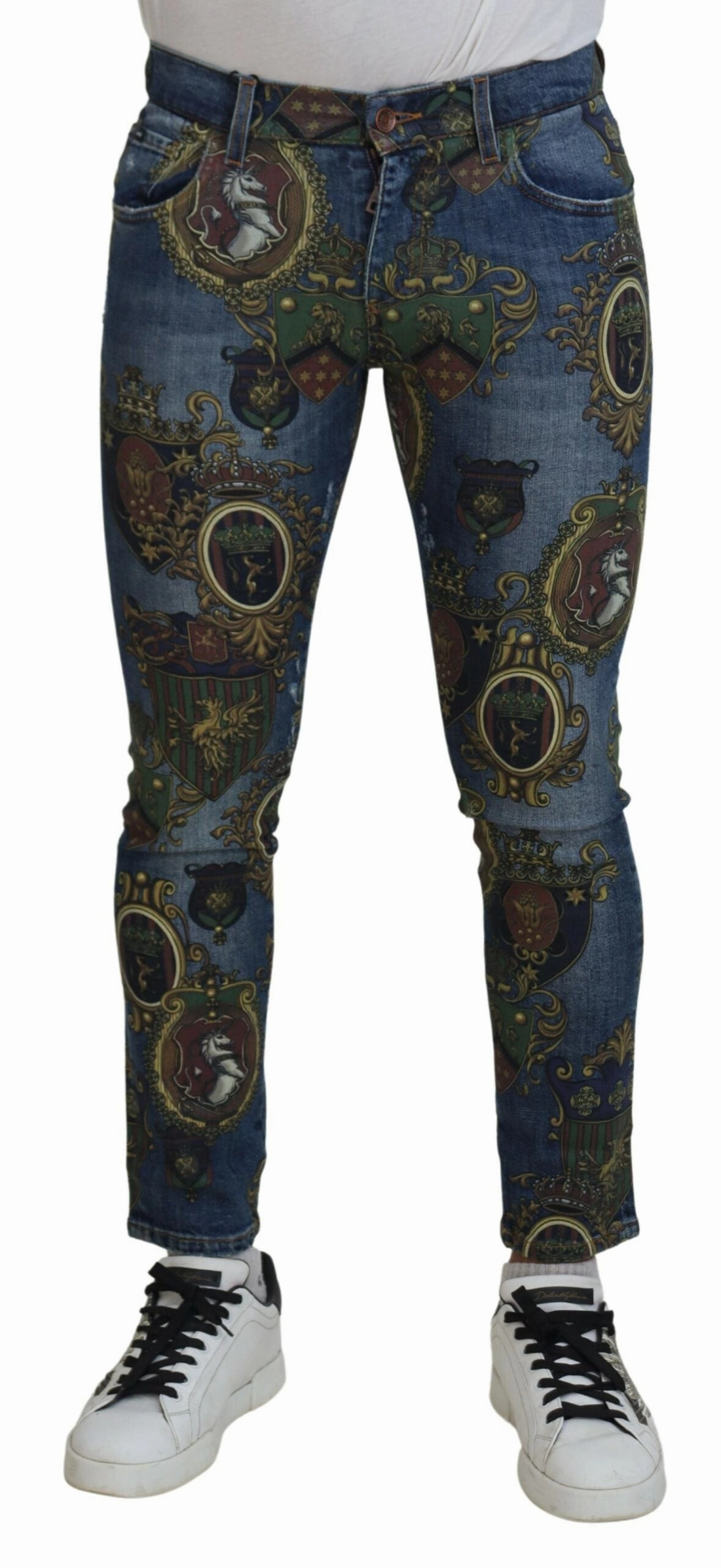 Dolce & Gabbana Elegant Slim-Fit Printed Men's Jeans