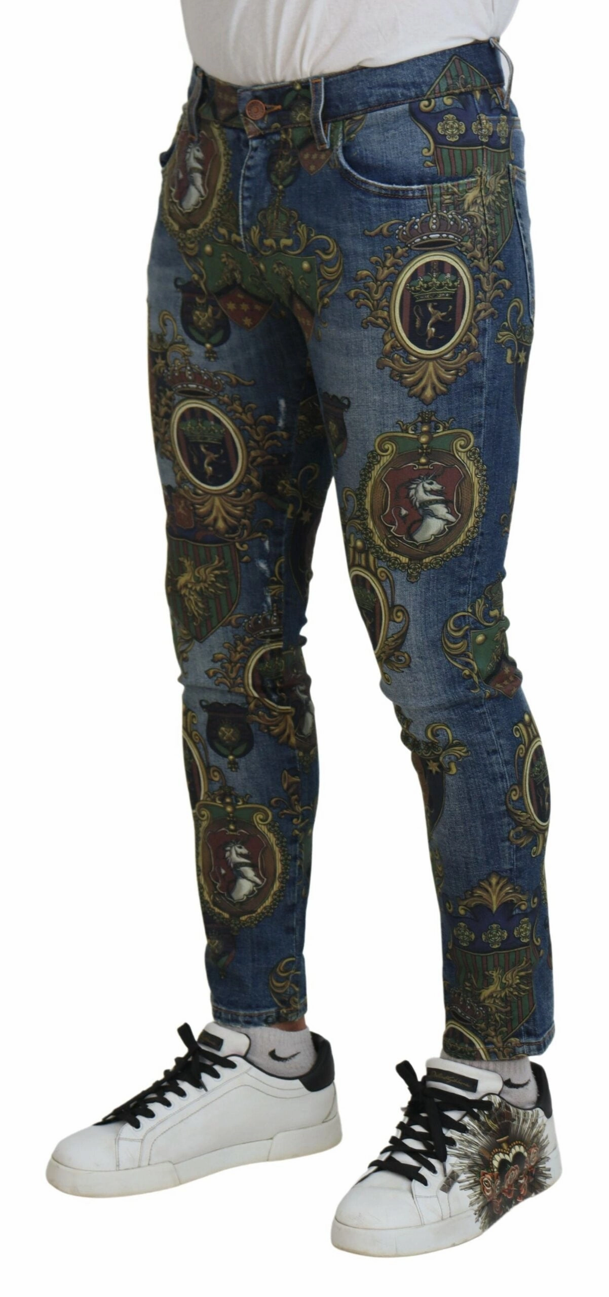Dolce & Gabbana Elegant Slim-Fit Printed Men's Jeans