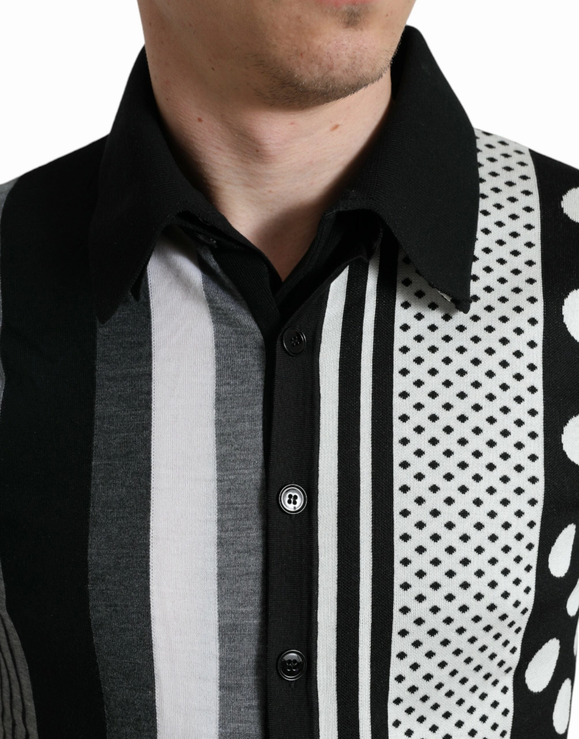 Dolce & Gabbana Elegant Striped Silk Blend Men's Cardigan