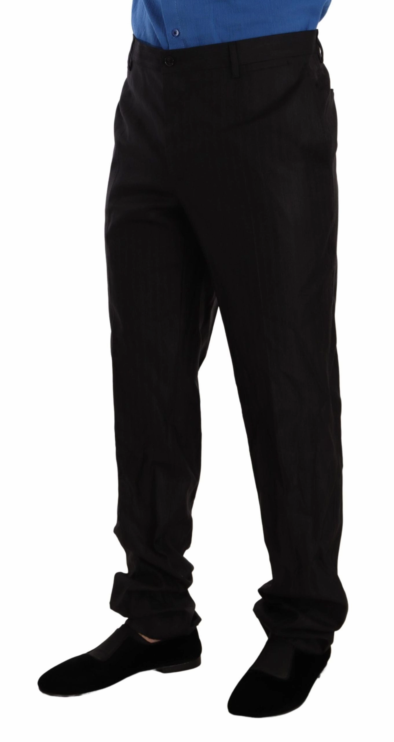 Dolce & Gabbana Elegant Striped Wool-Silk Dress Men's Pants