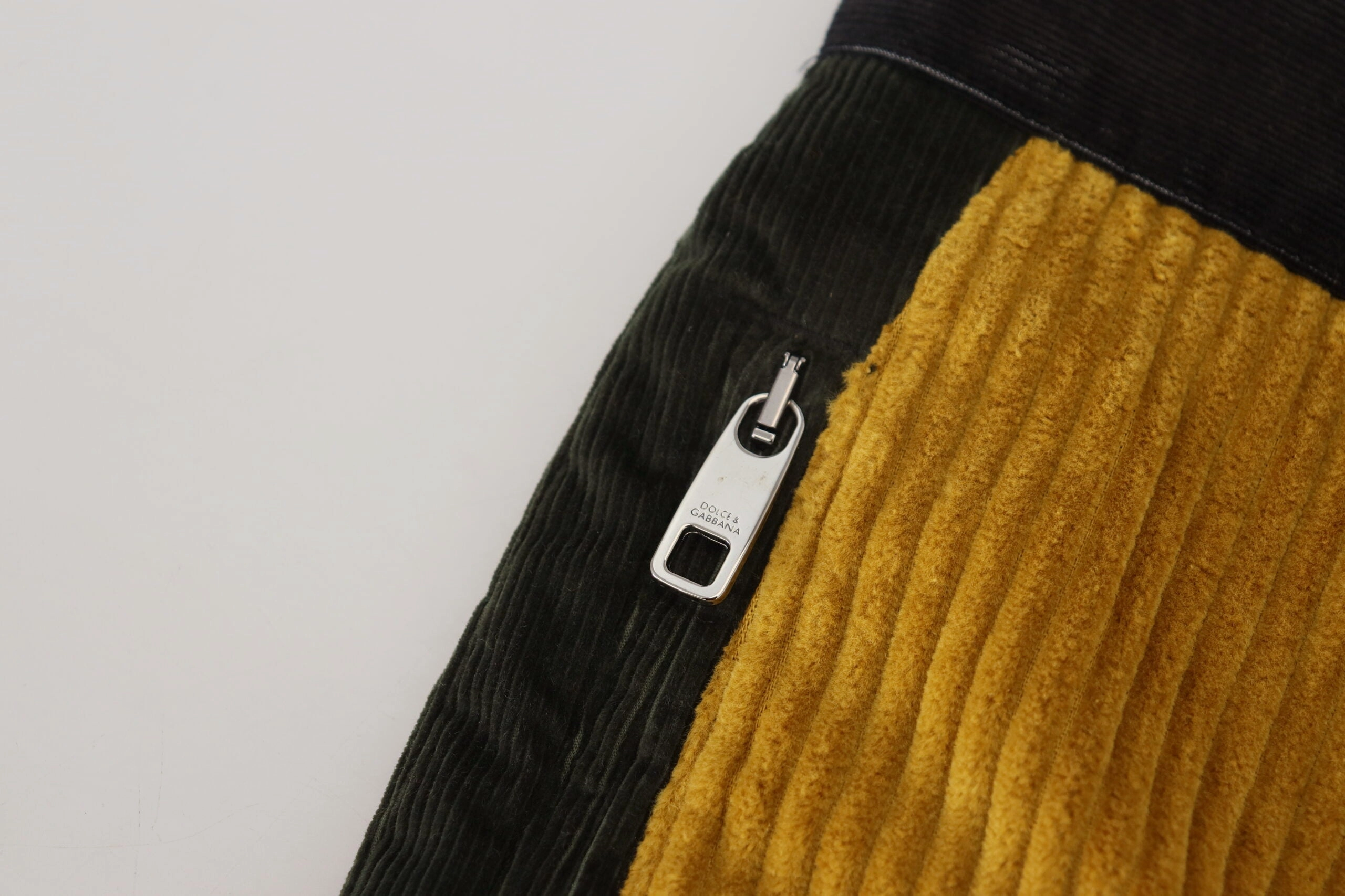 Dolce & Gabbana Elegant Tape Trousers with yellow Men's Accent