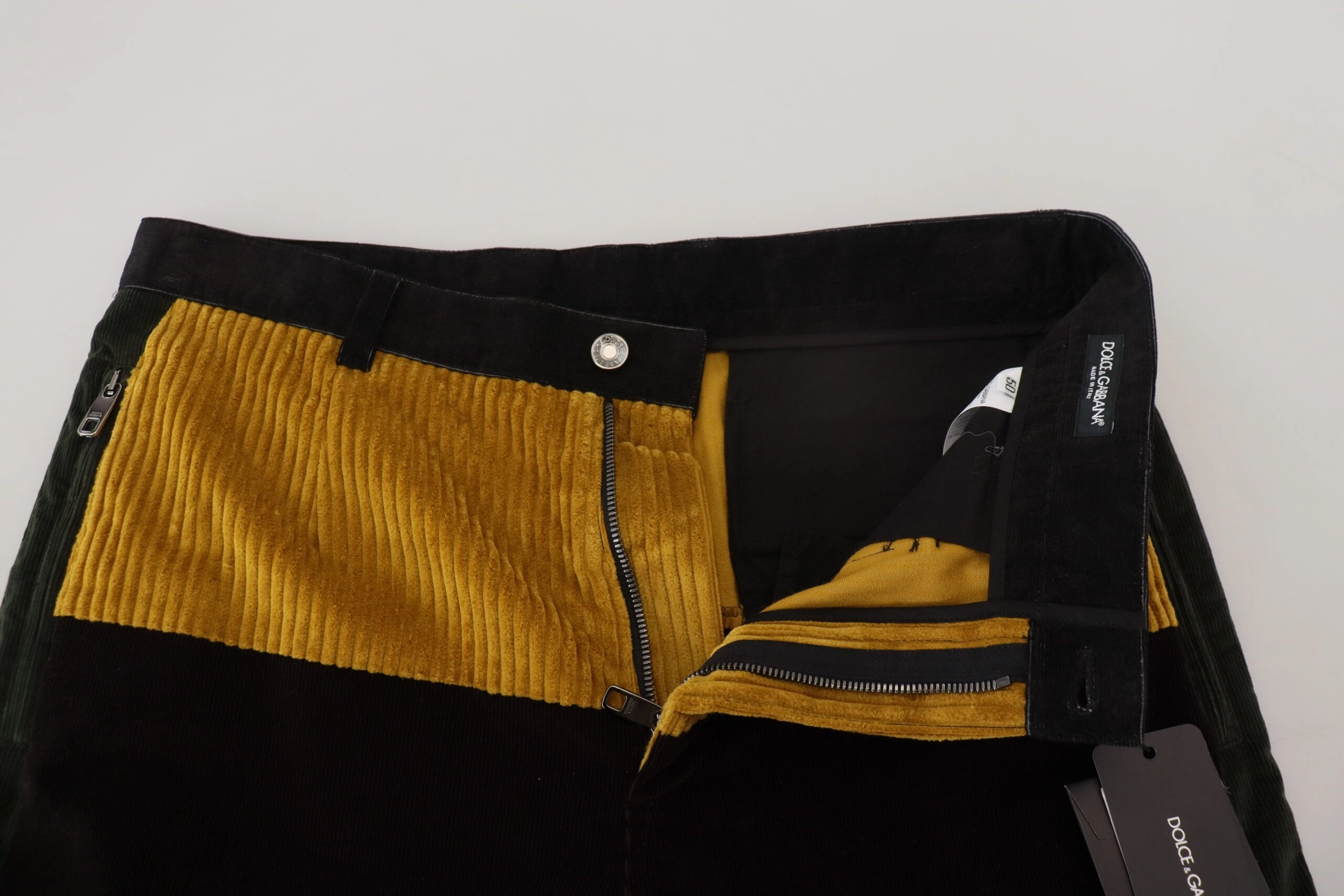 Dolce & Gabbana Elegant Tape Trousers with yellow Men's Accent