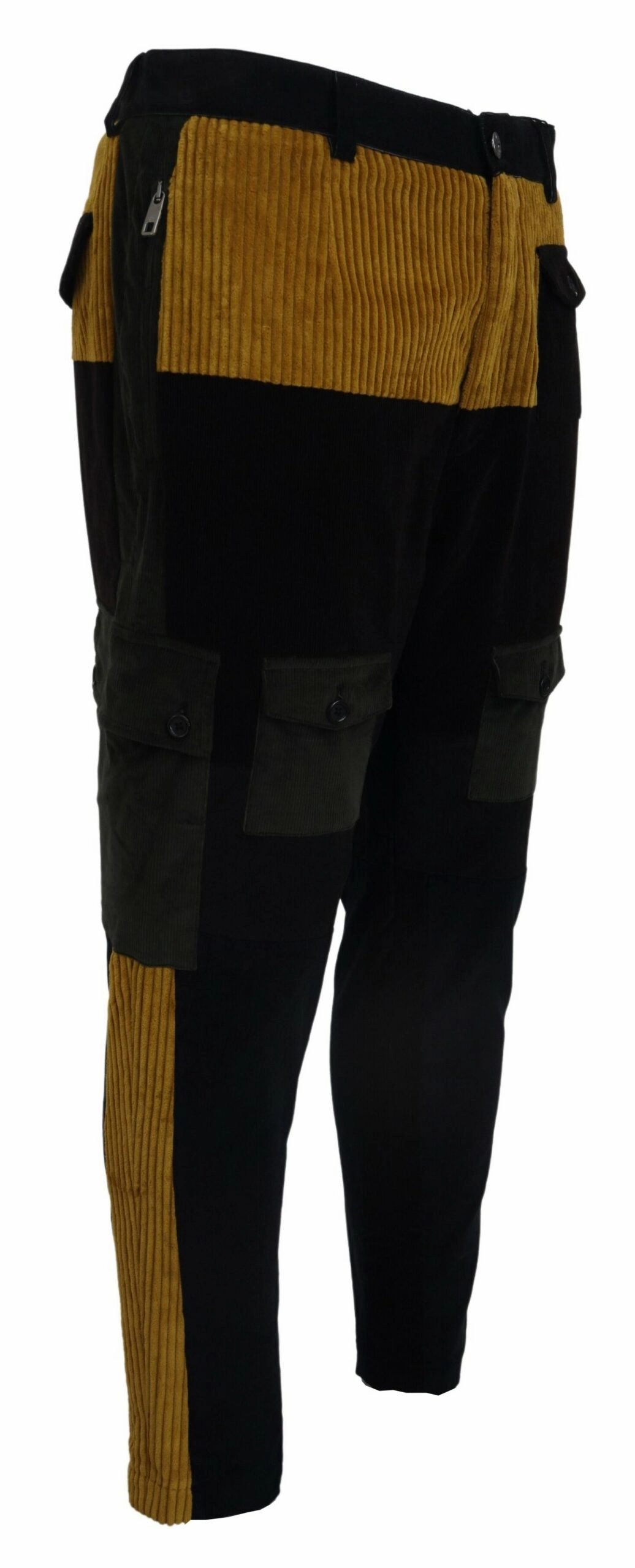Dolce & Gabbana Elegant Tape Trousers with yellow Men's Accent