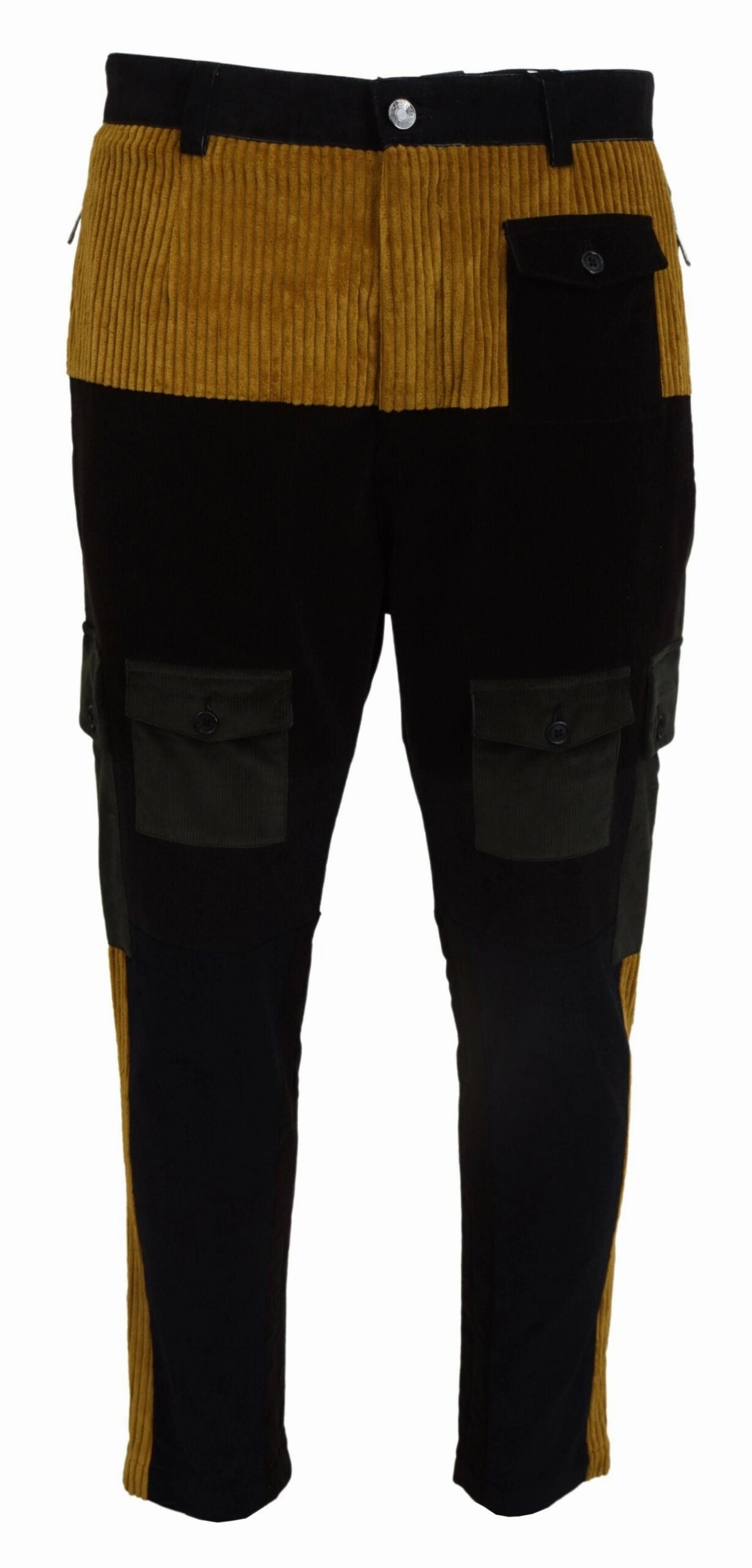 Dolce & Gabbana Elegant Tape Trousers with yellow Men's Accent