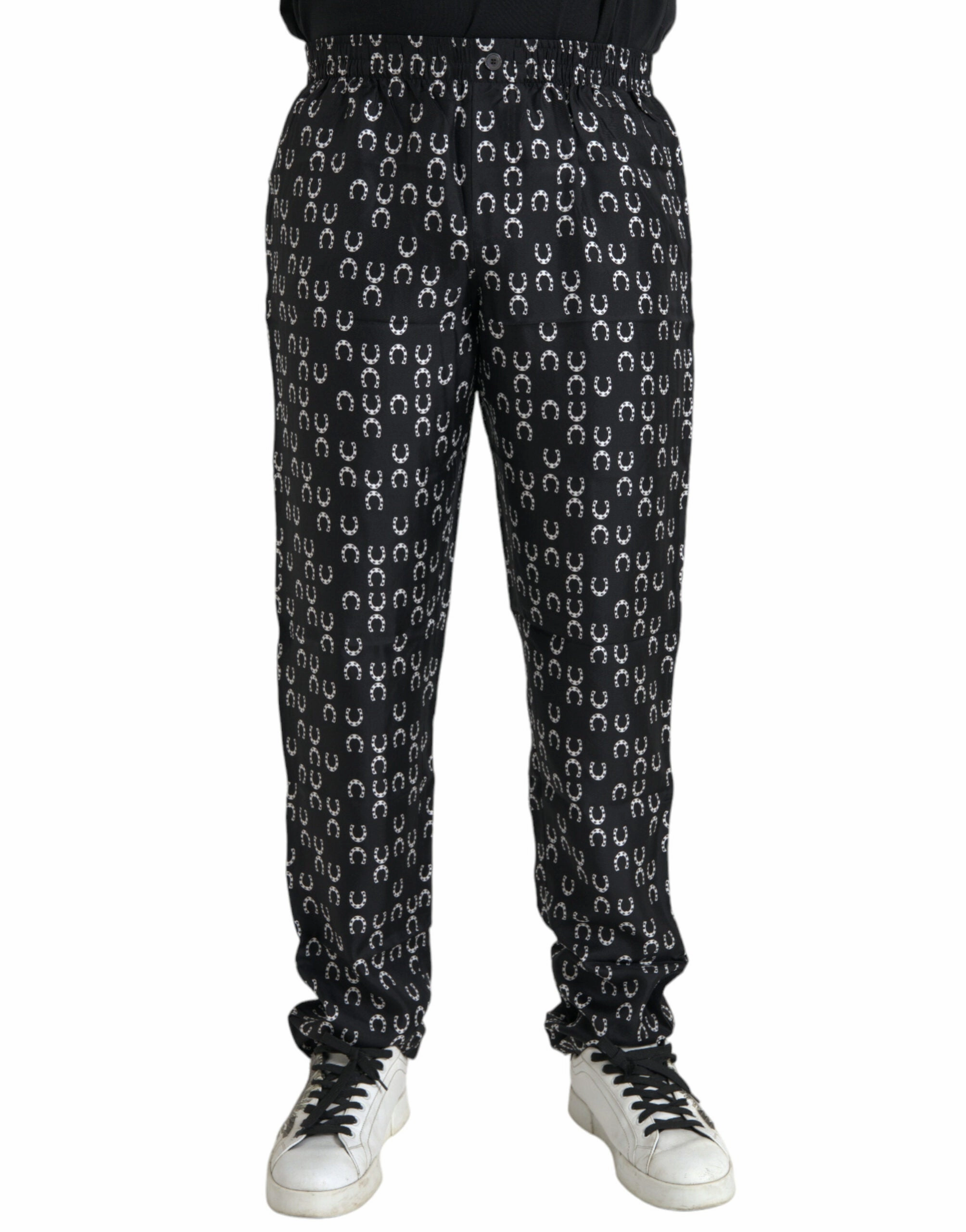 Dolce & Gabbana Horseshoe Print Silk Men's Pants