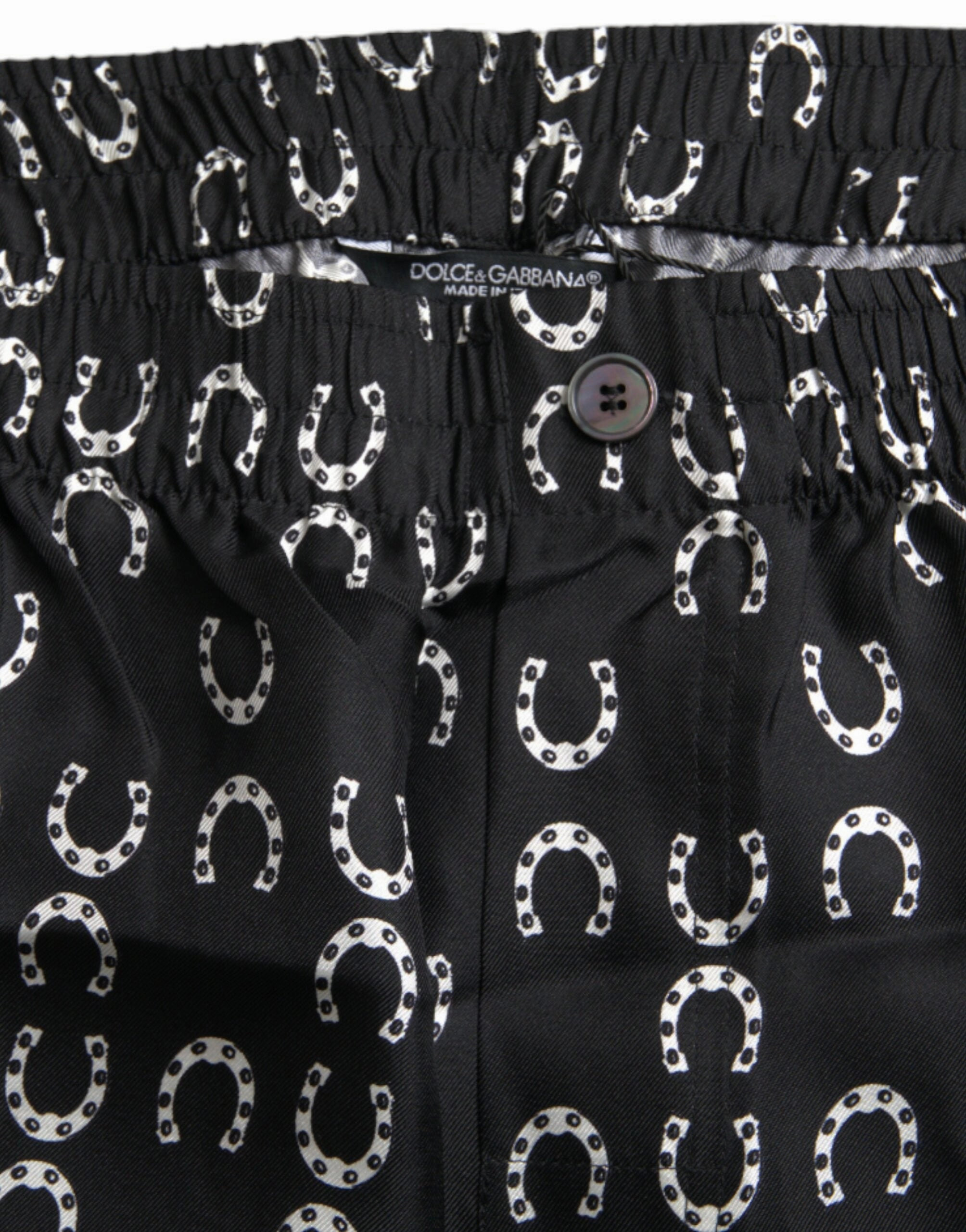 Dolce & Gabbana Horseshoe Print Silk Men's Pants