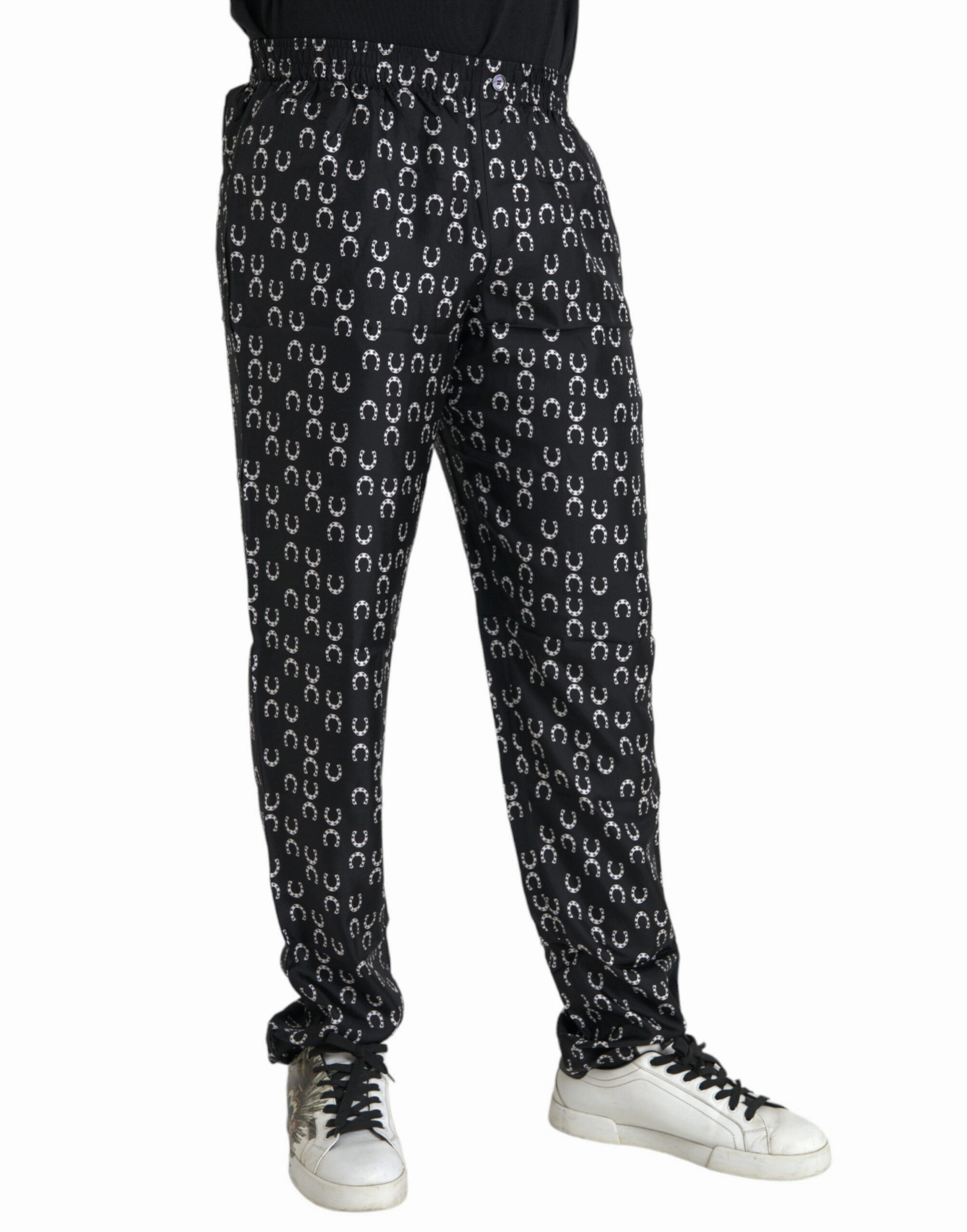 Dolce & Gabbana Horseshoe Print Silk Men's Pants