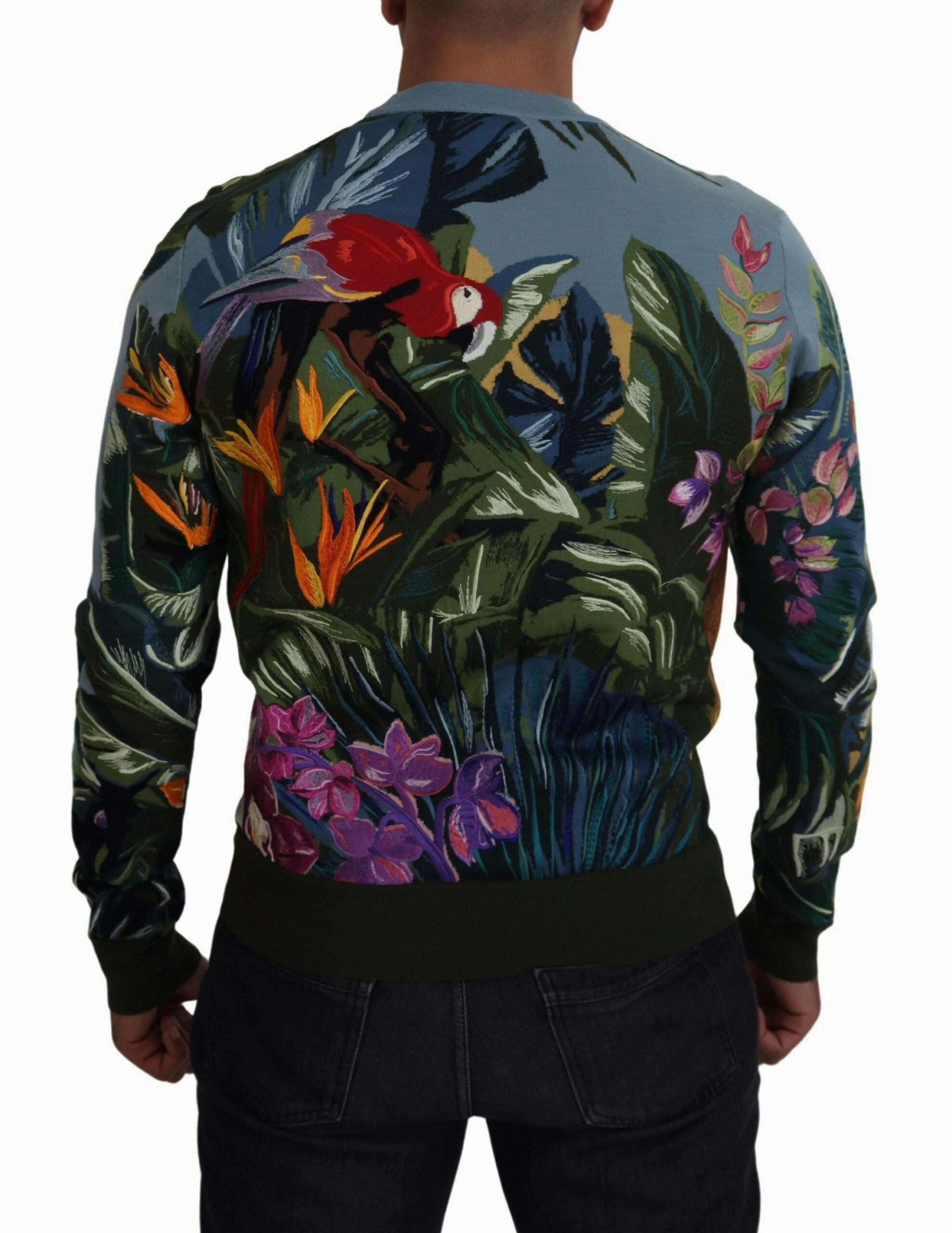 Dolce & Gabbana Jungle Embroide Wool Silk Men's Sweater