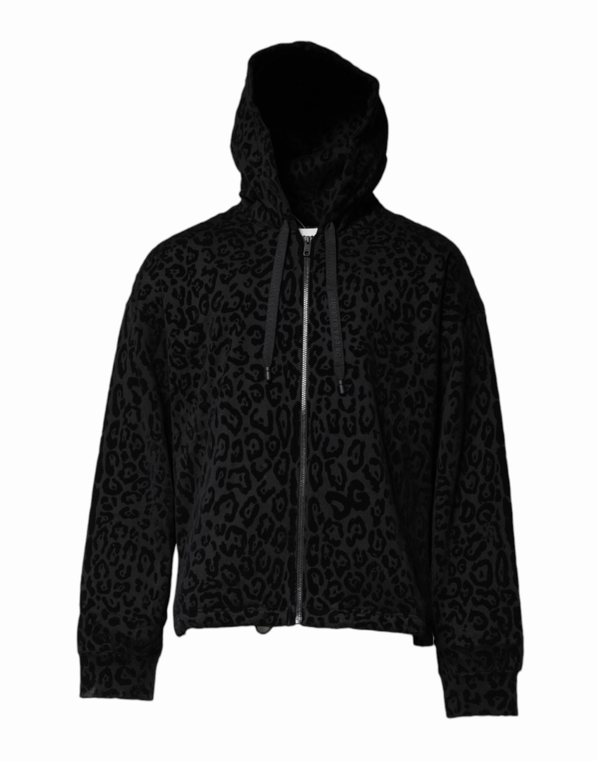 Dolce & Gabbana Leopard Full Zip Hooded Sweatshirt Men's Sweater