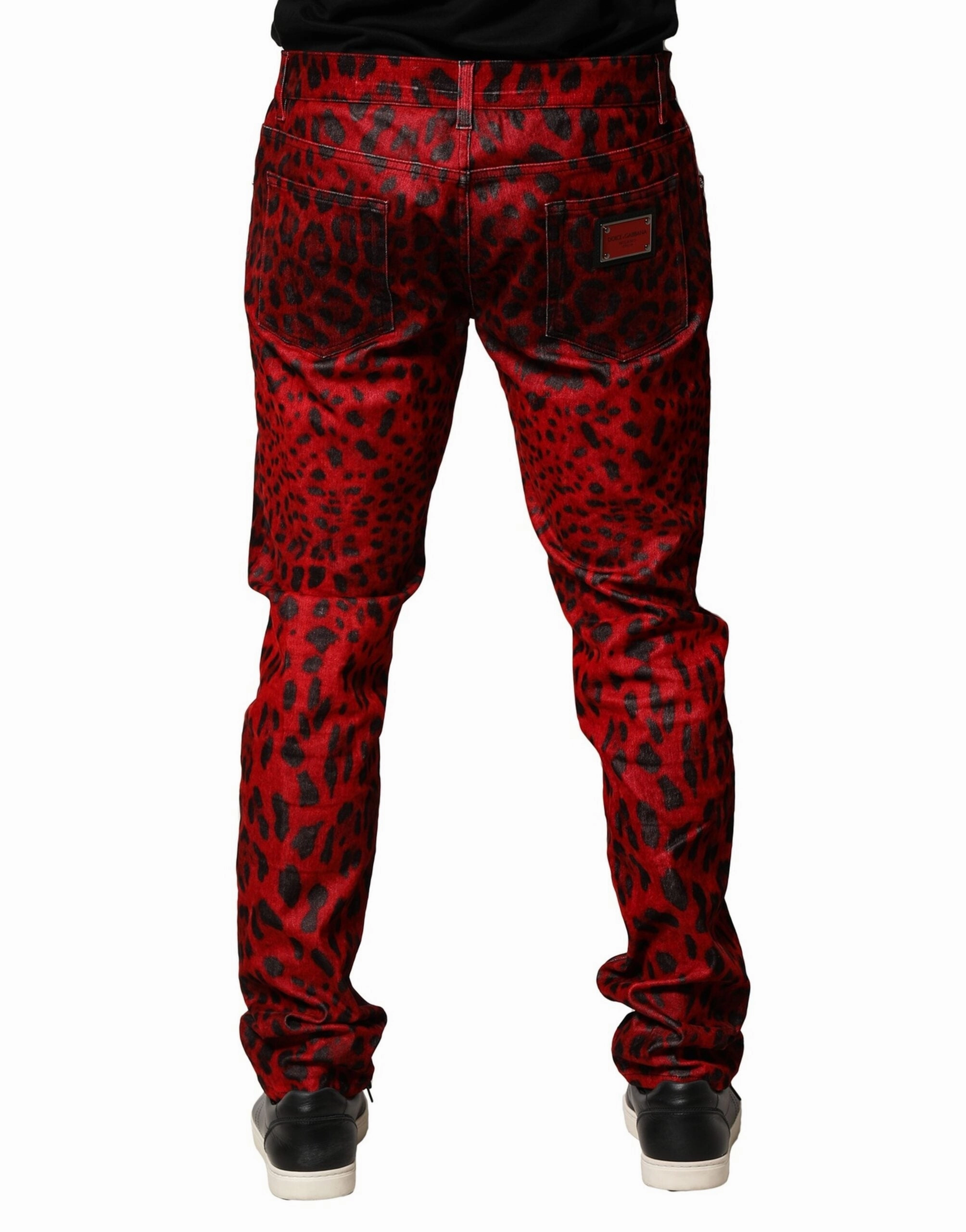 Dolce & Gabbana Leopard Print Cotton Skinny blue Men's Jeans (Pre-Owned)