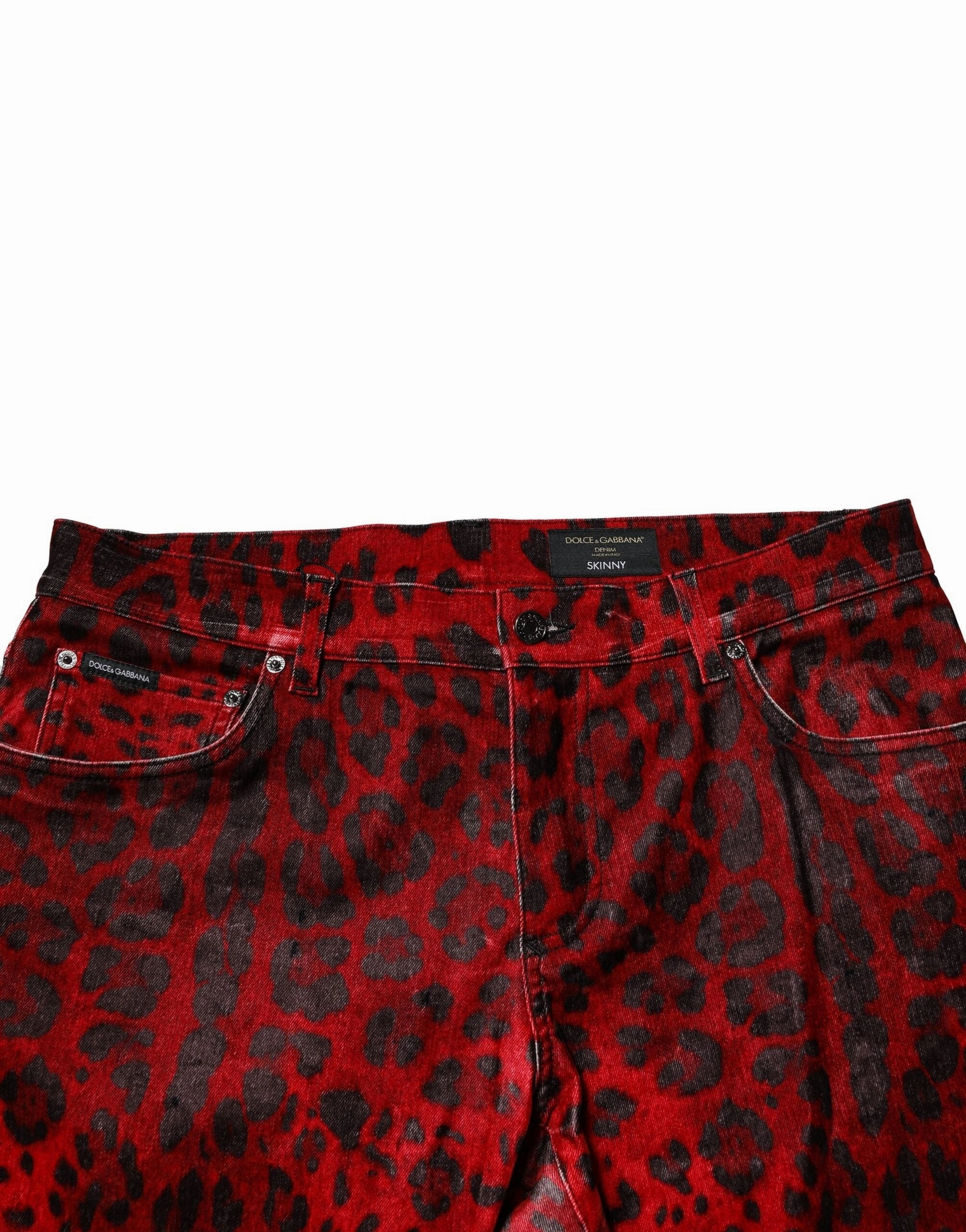 Dolce & Gabbana Leopard Print Cotton Skinny blue Men's Jeans (Pre-Owned)