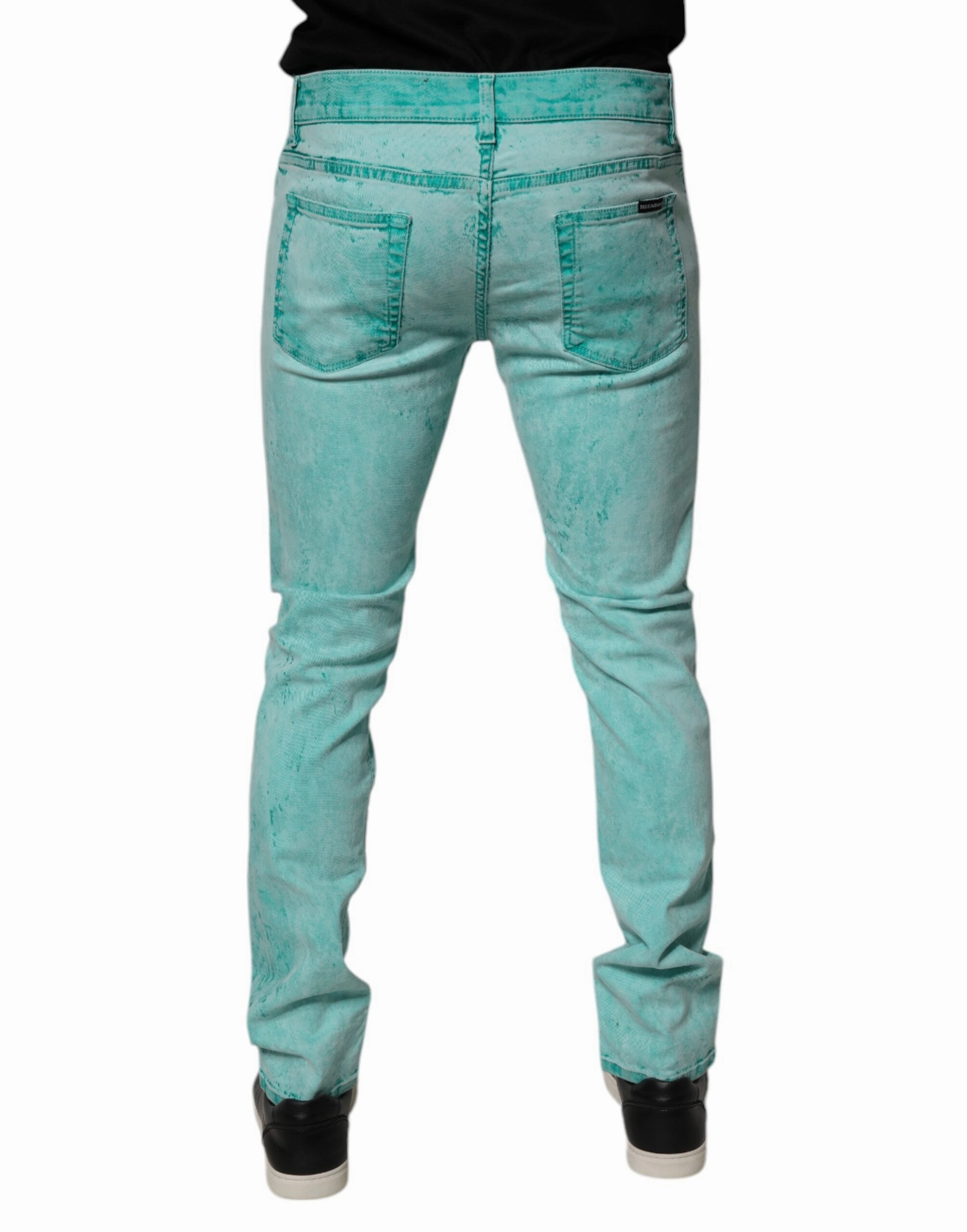 Dolce & Gabbana Tie Dye Cotton Skinny Men blue Men's Jeans