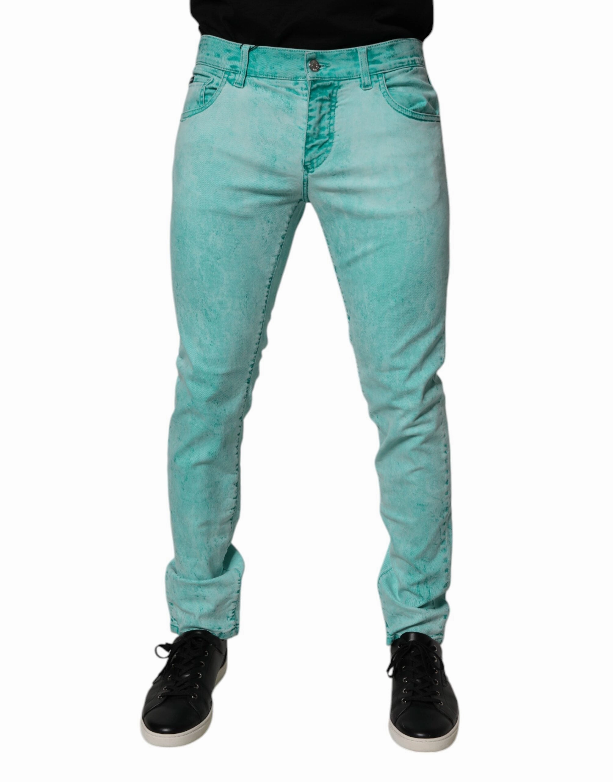 Dolce & Gabbana Tie Dye Cotton Skinny Men blue Men's Jeans