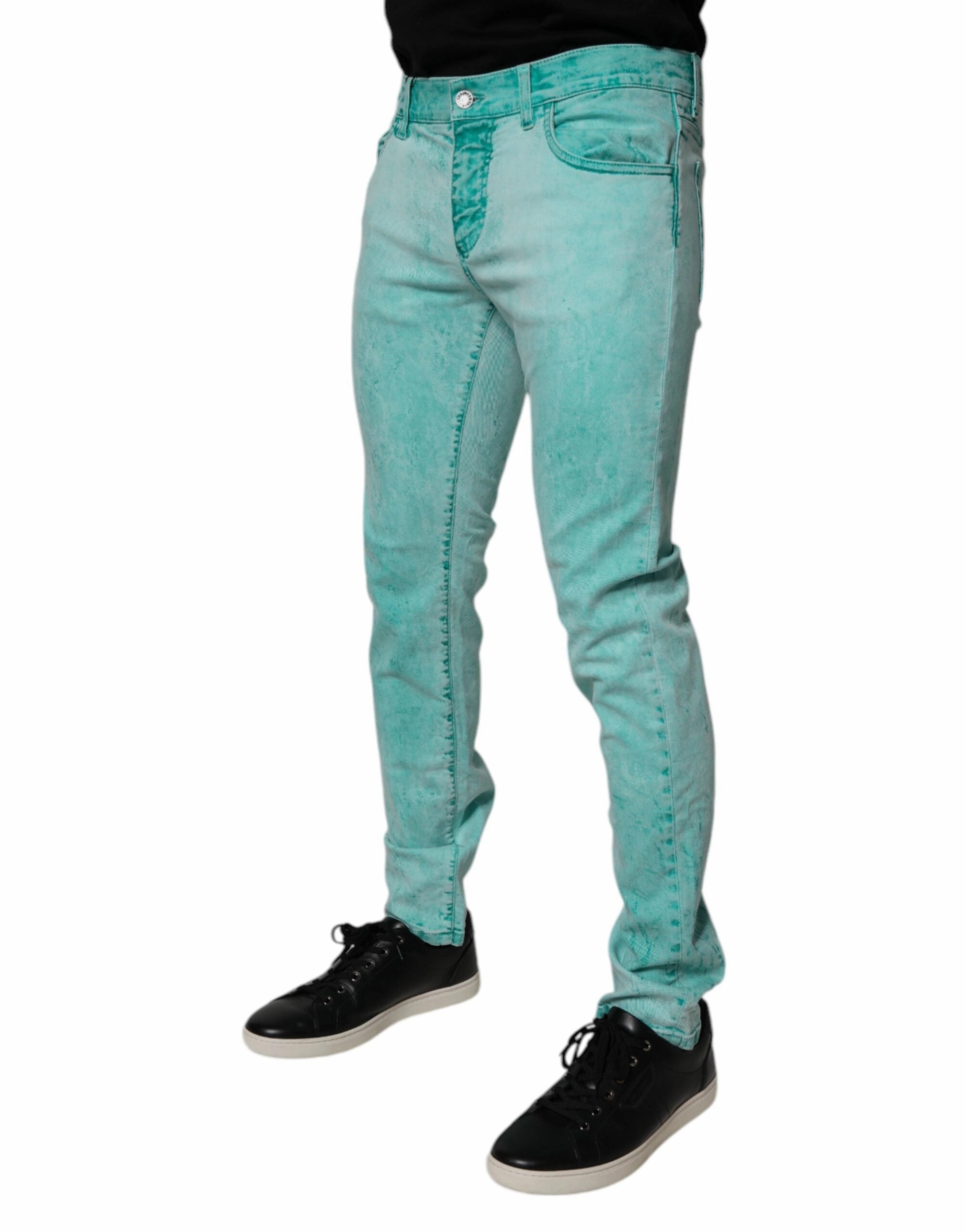 Dolce & Gabbana Tie Dye Cotton Skinny Men blue Men's Jeans