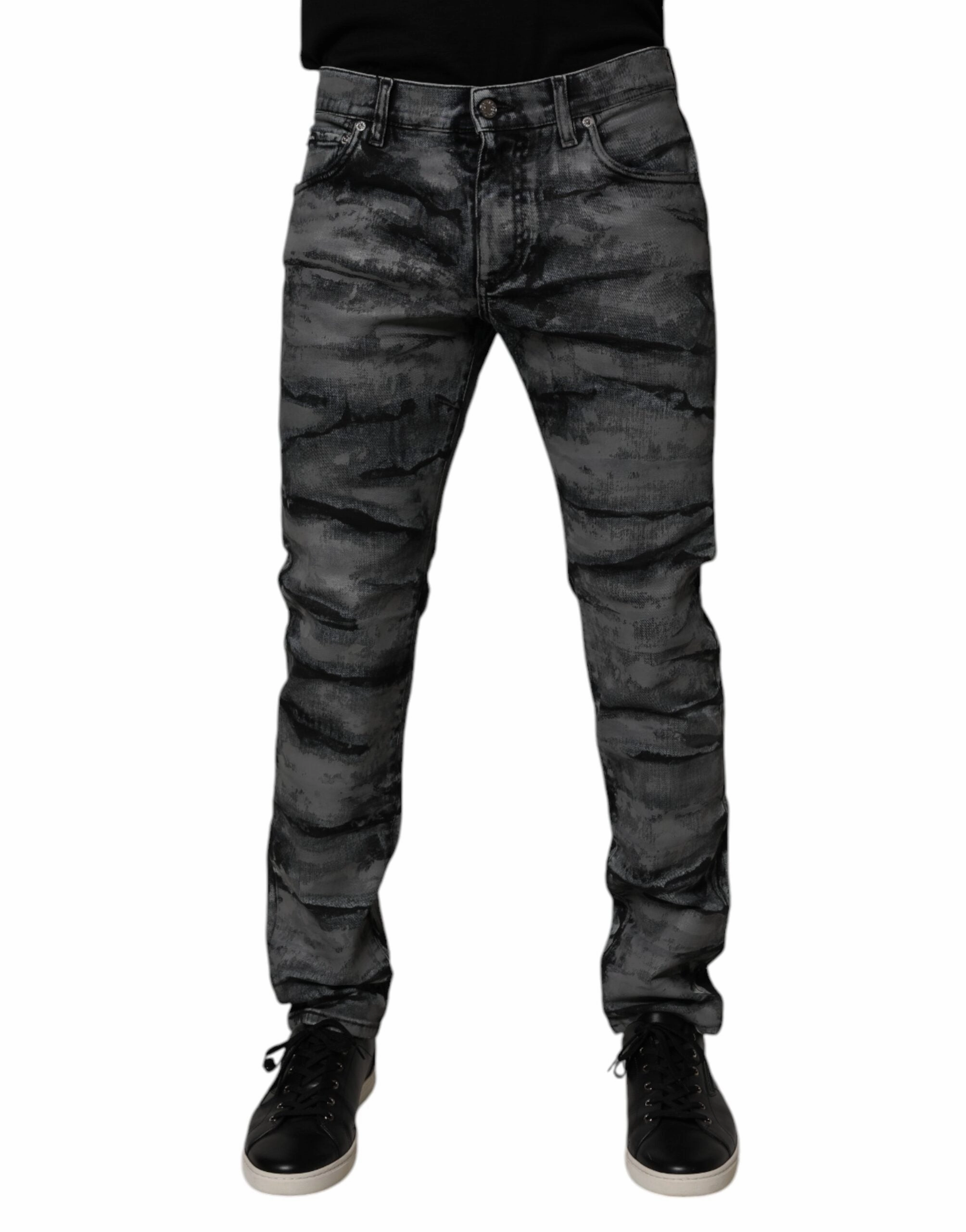 Dolce & Gabbana Tie Dye Cotton Skinny Men blue Men's Jeans