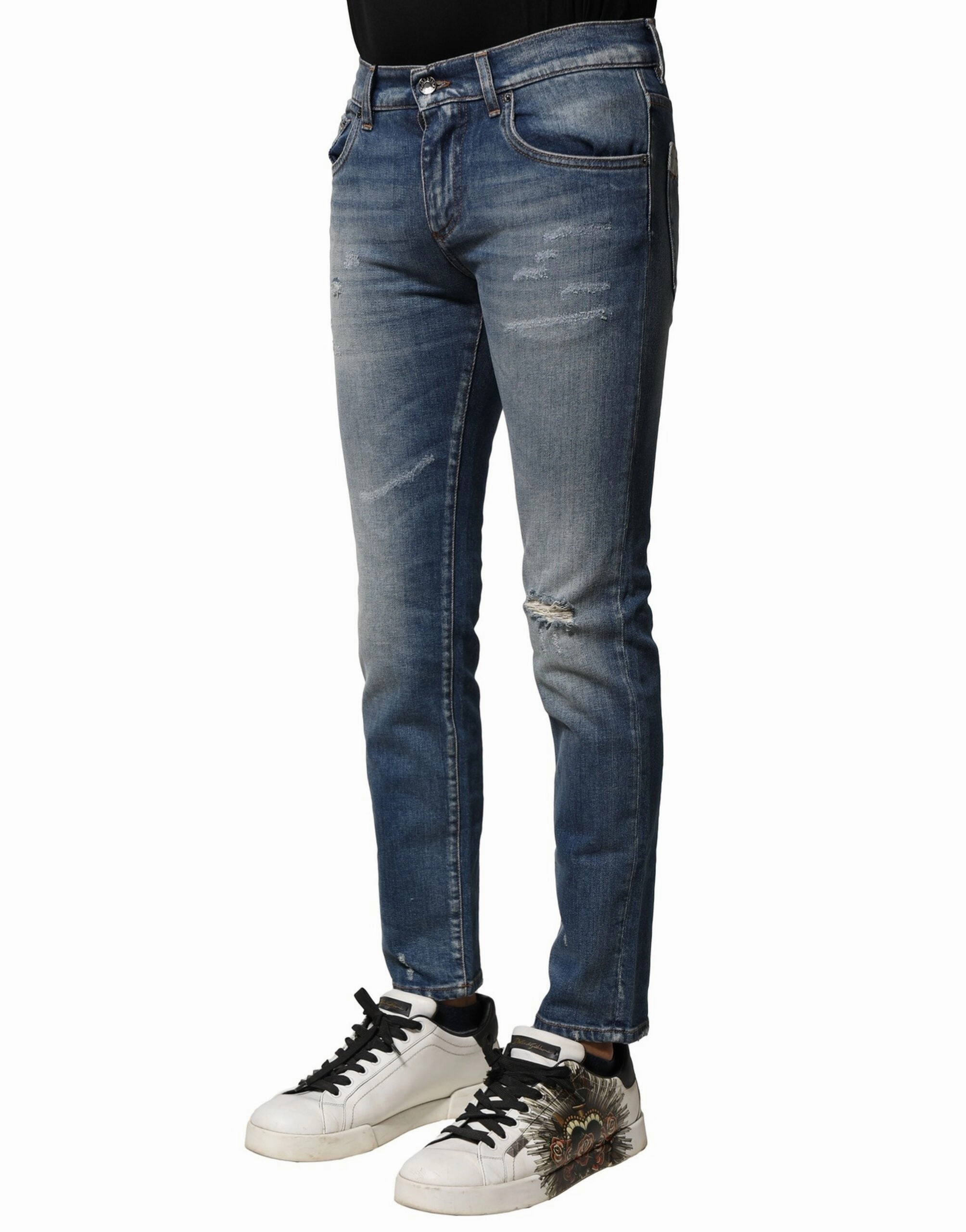 Dolce & Gabbana Washed Cotton Slim Fit Men Men's Jeans