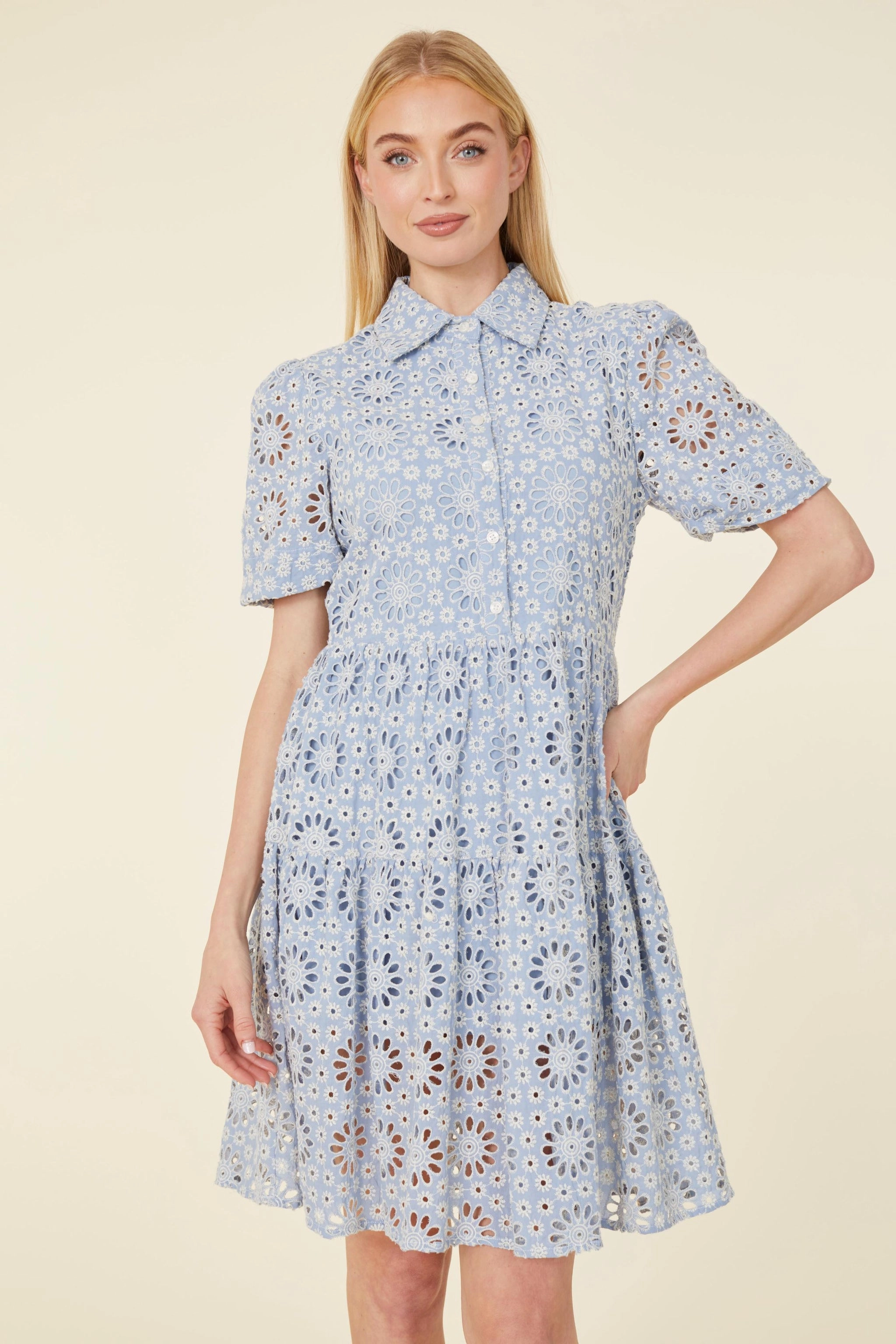 Dolce Cabo Poppy Eyelet Dress - Blue Multi maxi dresses clearance