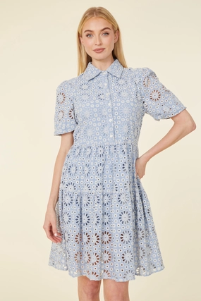 Dolce Cabo Poppy Eyelet Dress - Blue Multi maxi dresses clearance