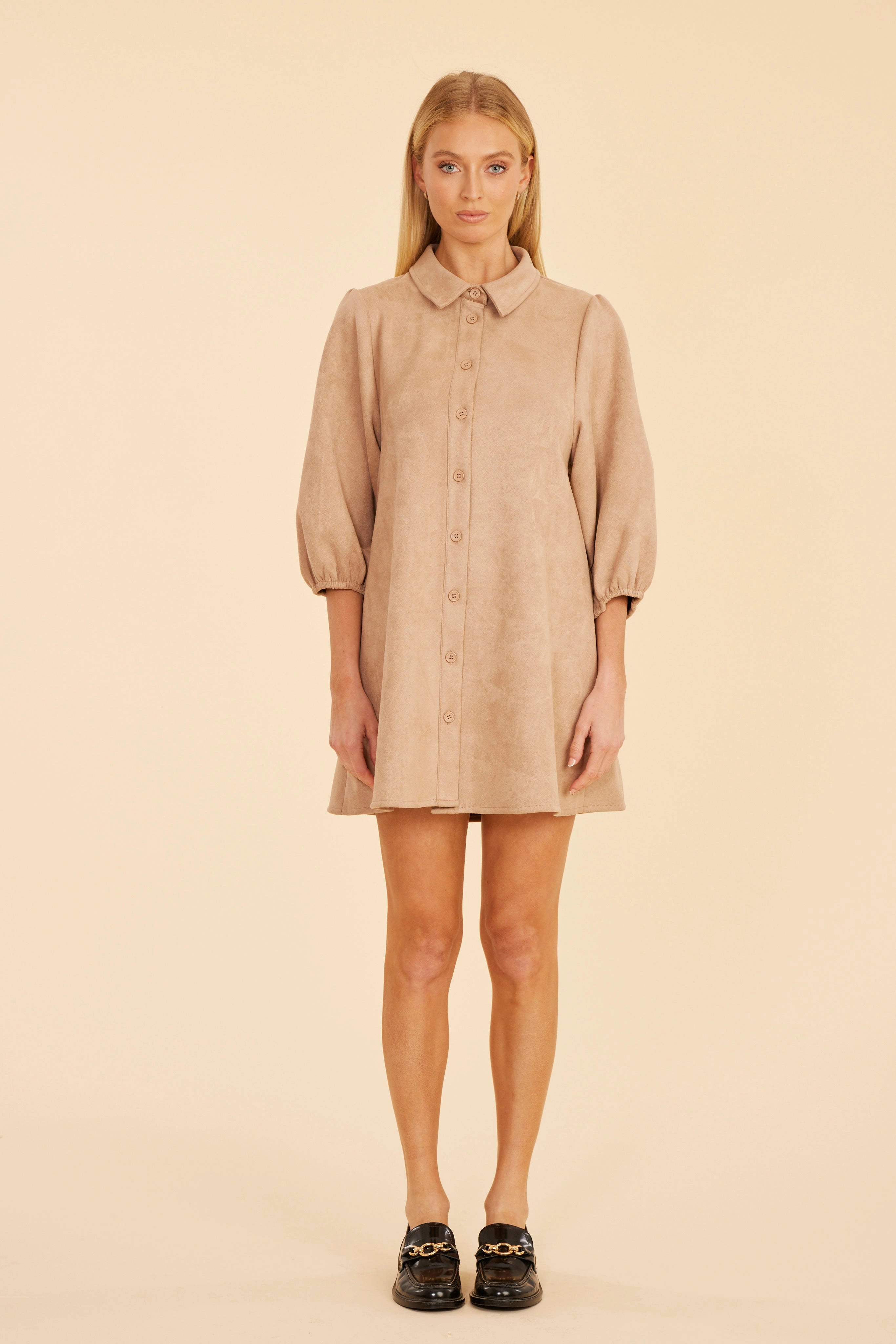 Dolce Cabo Soft Faux Suede Dress - Camel